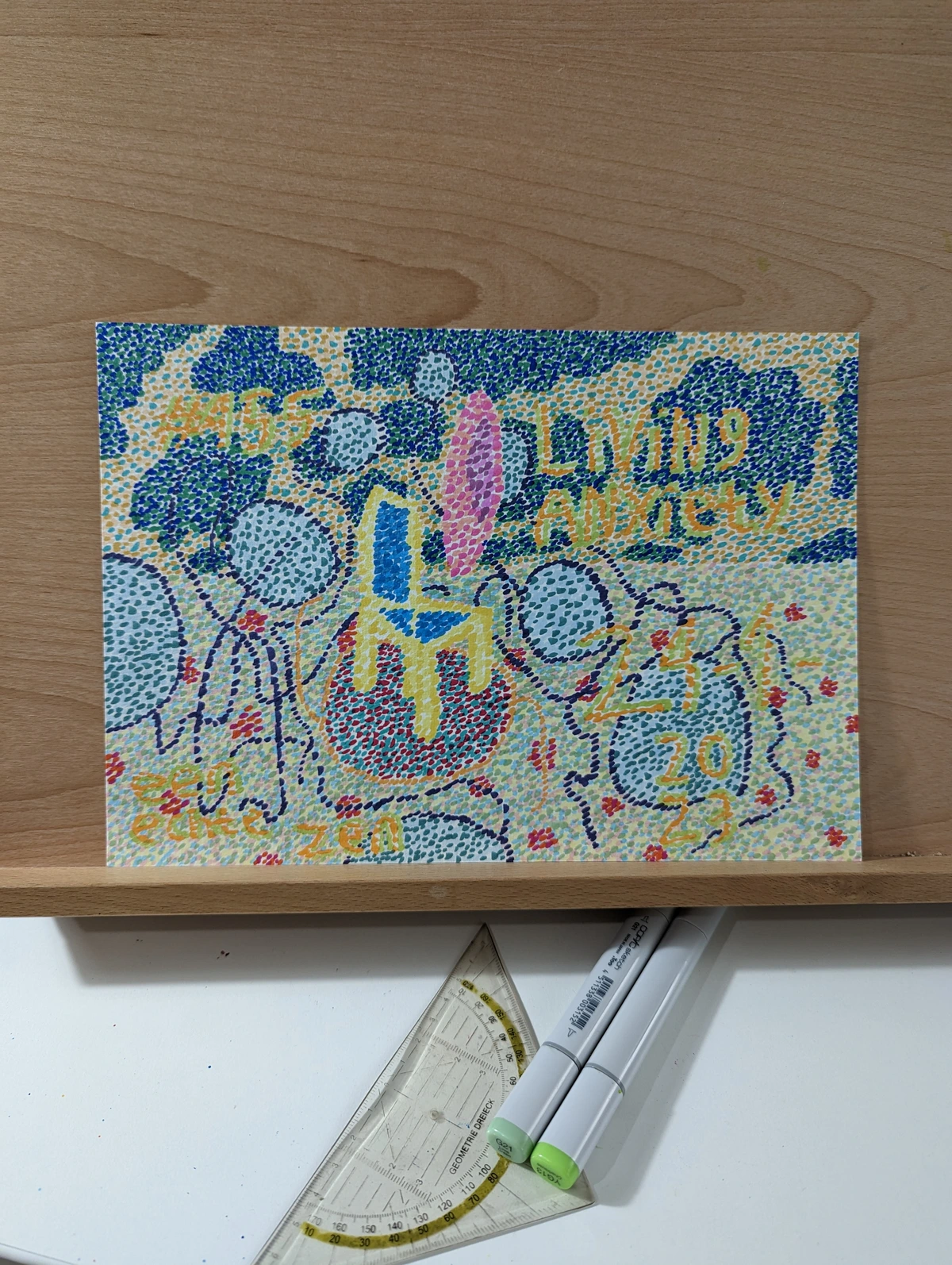 angst, leven, abstract, kleurrijk, stippen, figuren, viering, 2023