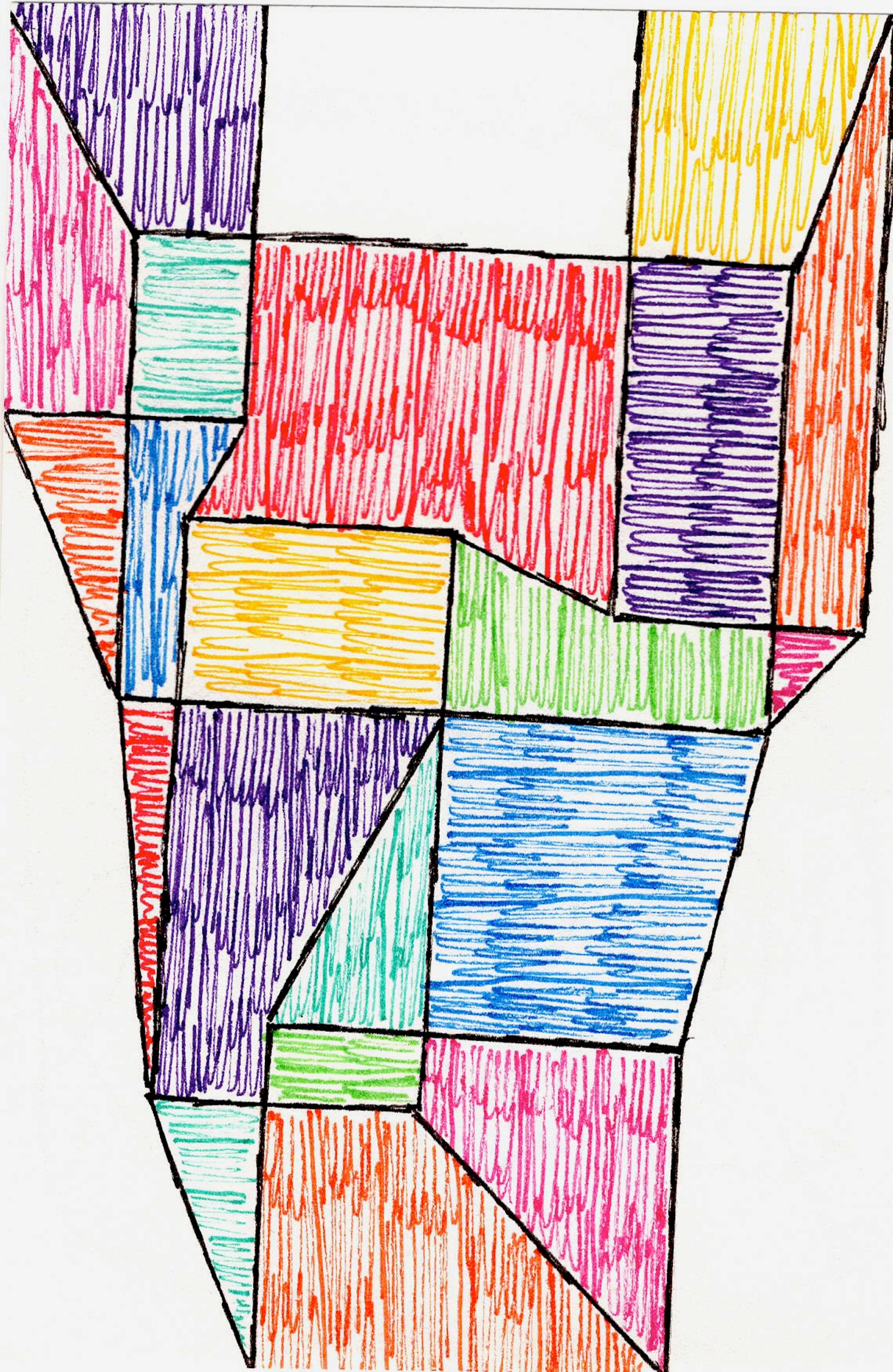 Abstract geometric artwork with fragmented shapes suggesting exploration and uncertainty.