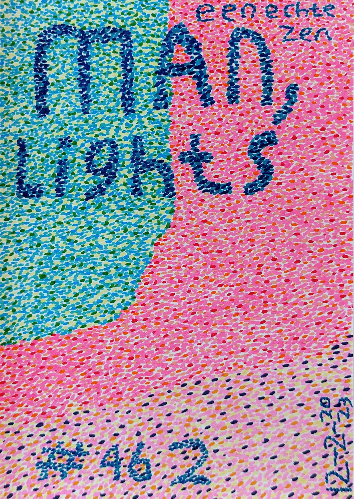 man, lichten, blauw, roze, stippen, abstract, datum, nummer