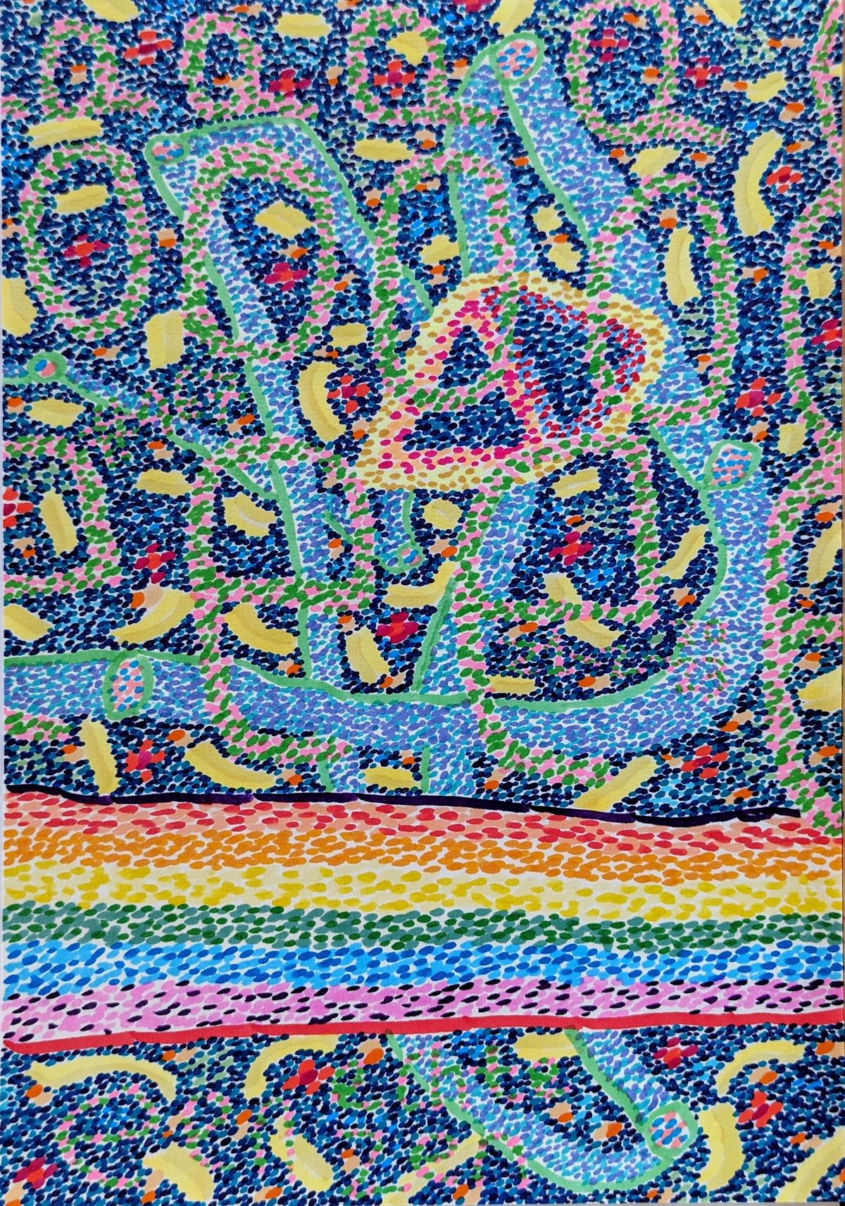 abstract, colorful, dots, pattern, vibrant, playful, geometric, textured, mosaic, optical illusion