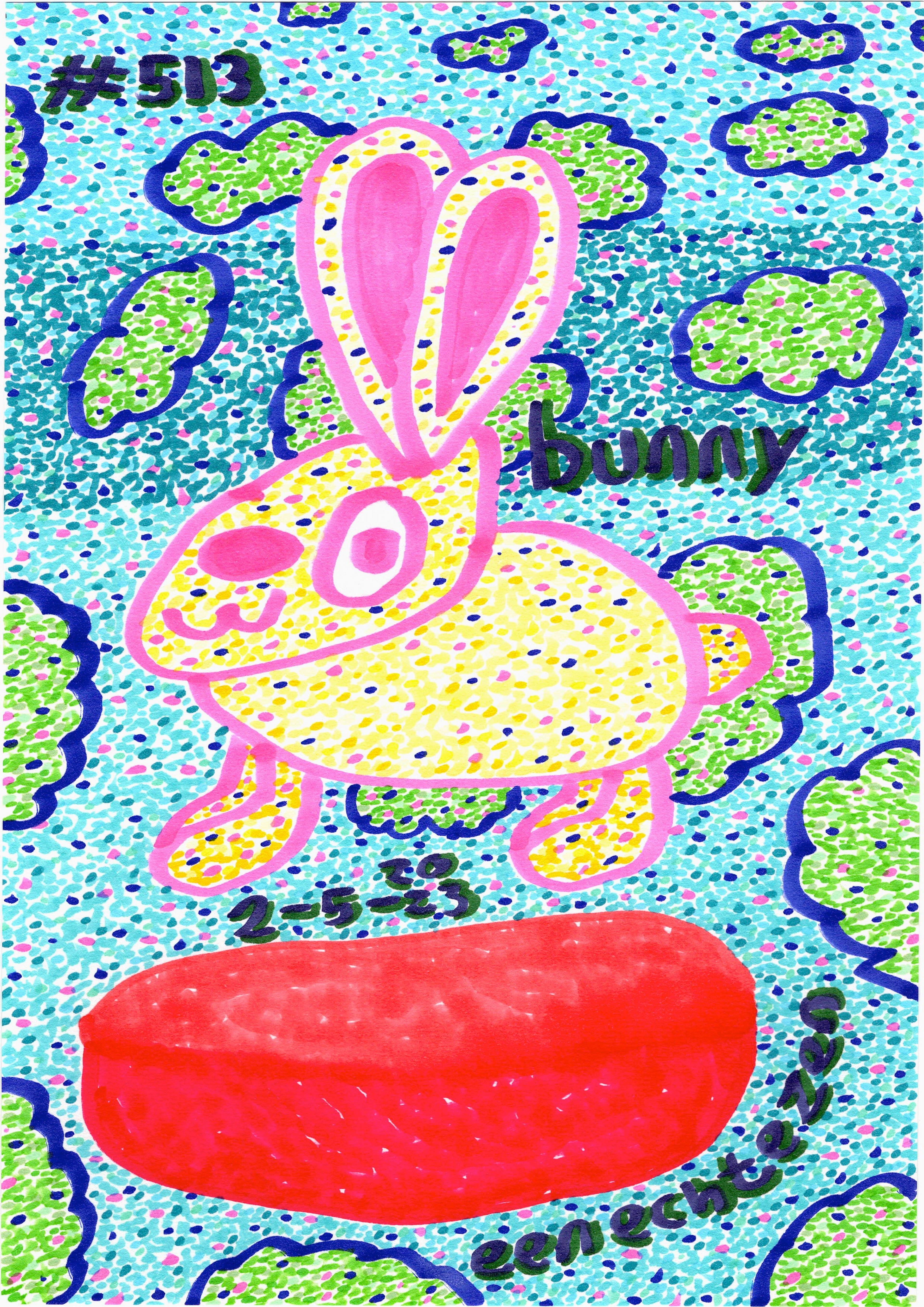 Bunny By Dutch Den Bosch Artist Zen Dageraad, Art piece (drawing) about: nature walks den-bosch