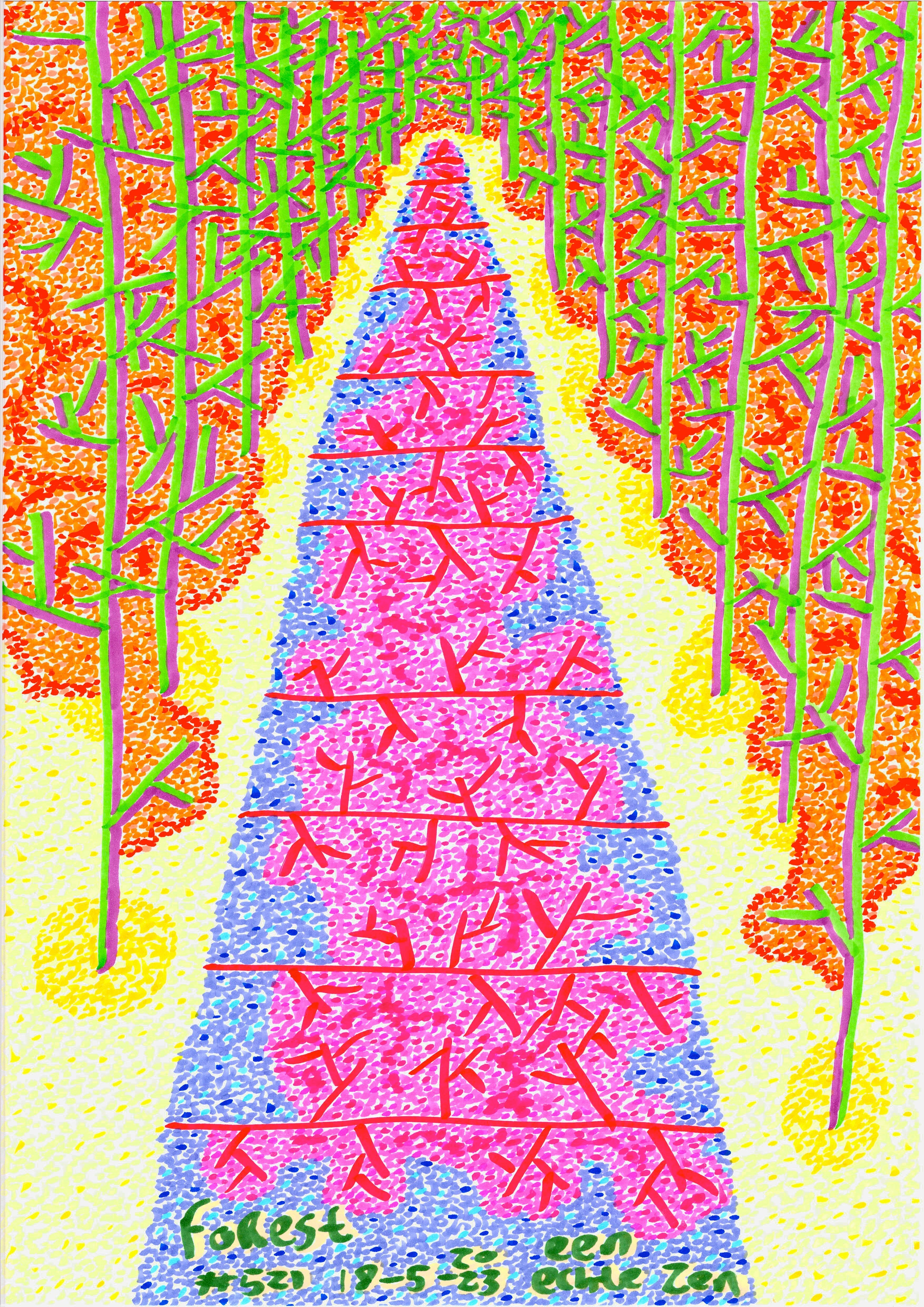 Forest By Dutch Den Bosch Artist Zen Dageraad, Art piece (drawing) about: den-bosch walks nature