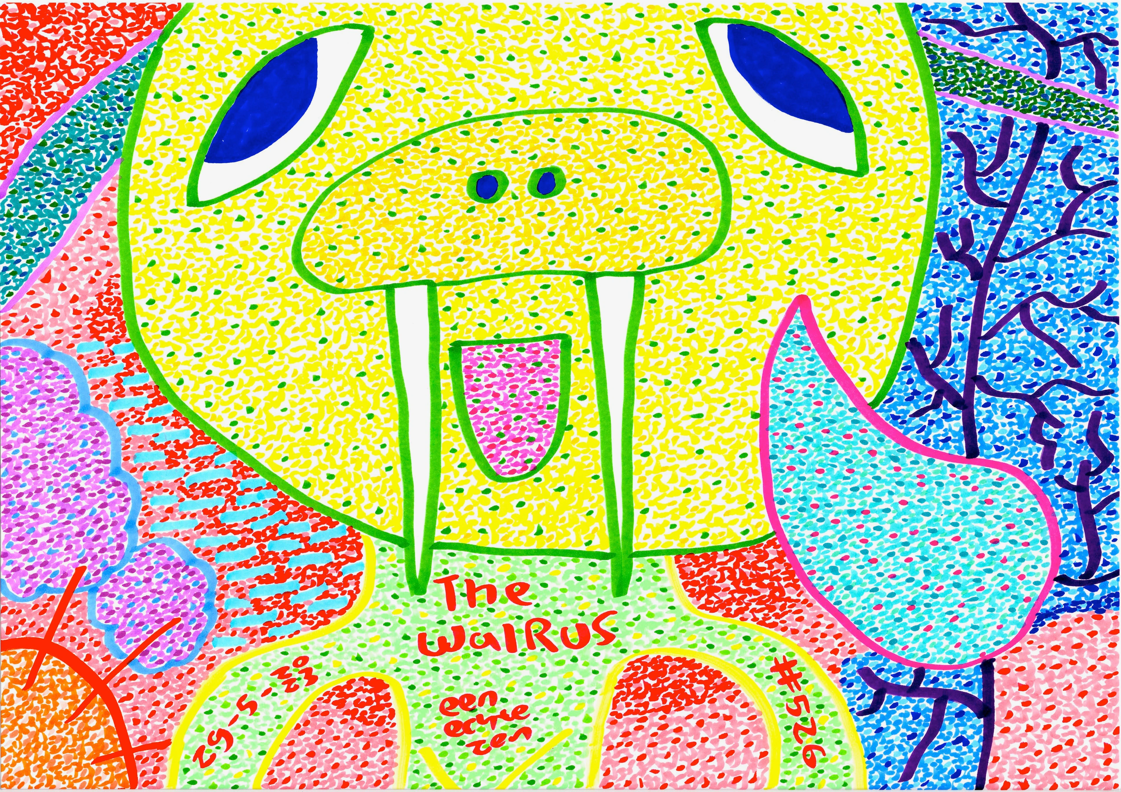 The Walrus By Dutch Den Bosch Artist Zen Dageraad, Art piece (drawing) about: music