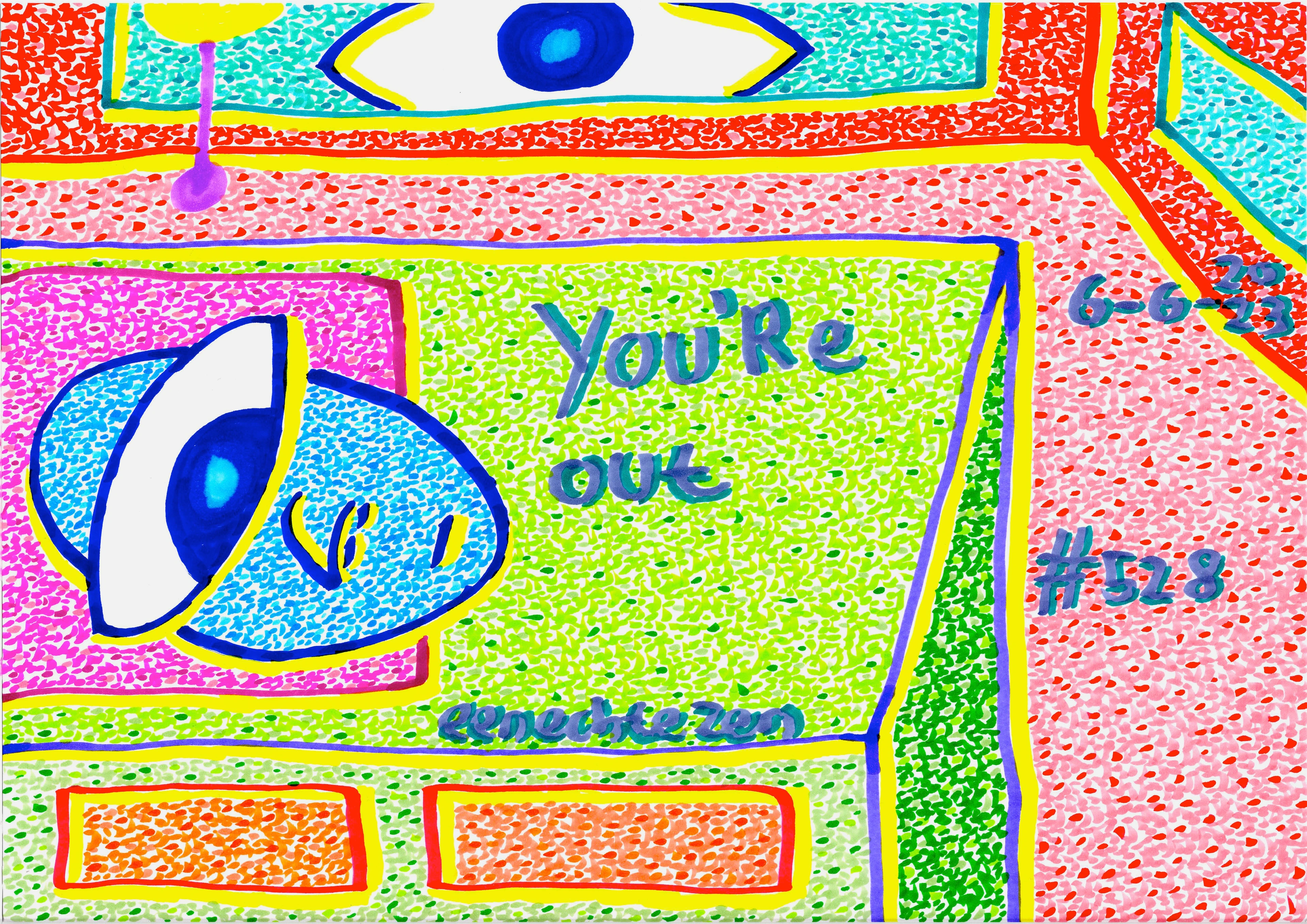 You're out By Dutch Den Bosch Artist Zen Dageraad, Art piece (drawing) about: music anxiety