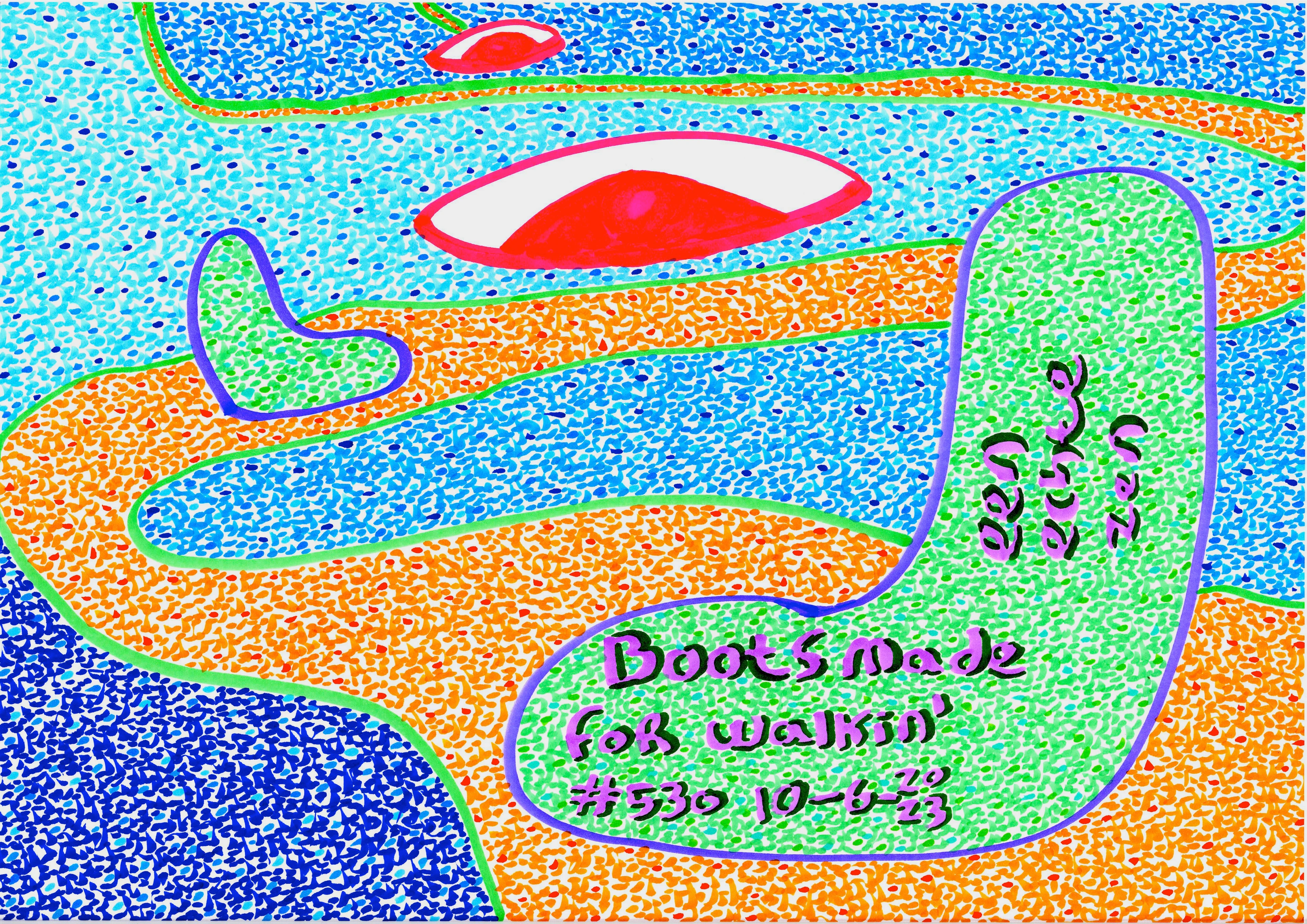 Boots Made For Walkin' By Dutch Den Bosch Artist Zen Dageraad, Art piece (drawing) about: music walks