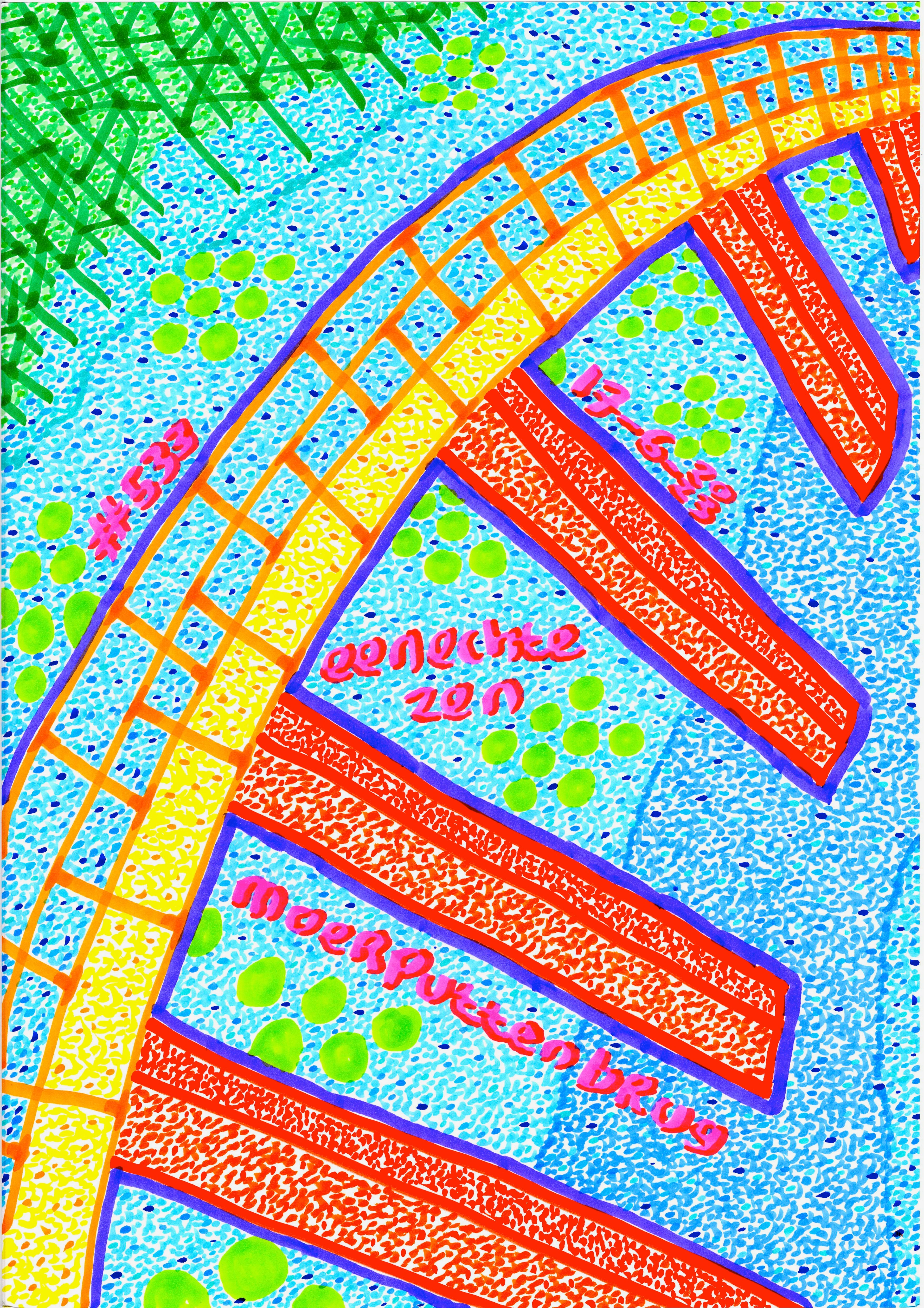 Moerputtenbrug By Dutch Den Bosch Artist Zen Dageraad, Art piece (drawing) about: walks nature den-bosch