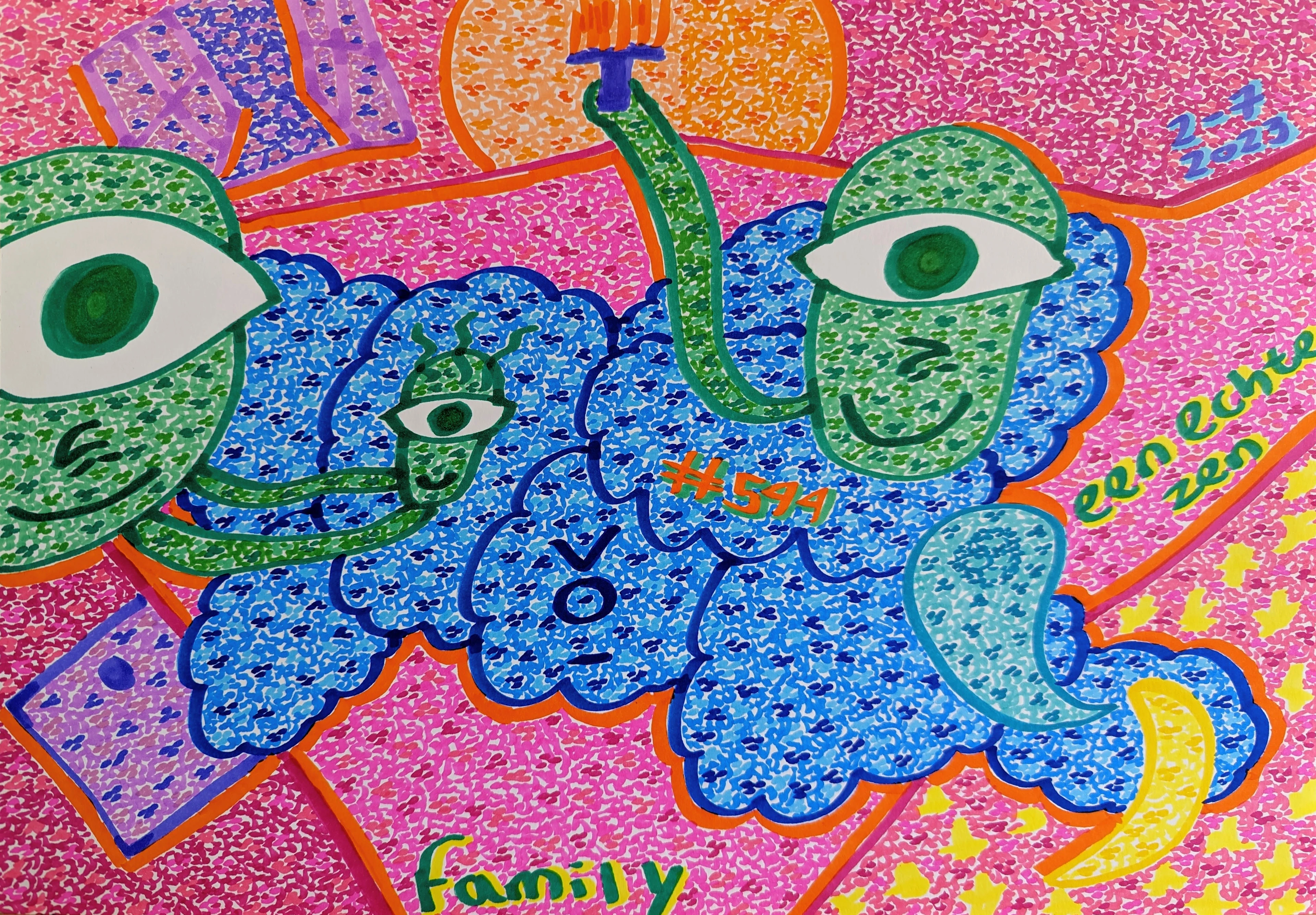 Family By Dutch Den Bosch Artist Zen Dageraad, Art piece (drawing) about: family