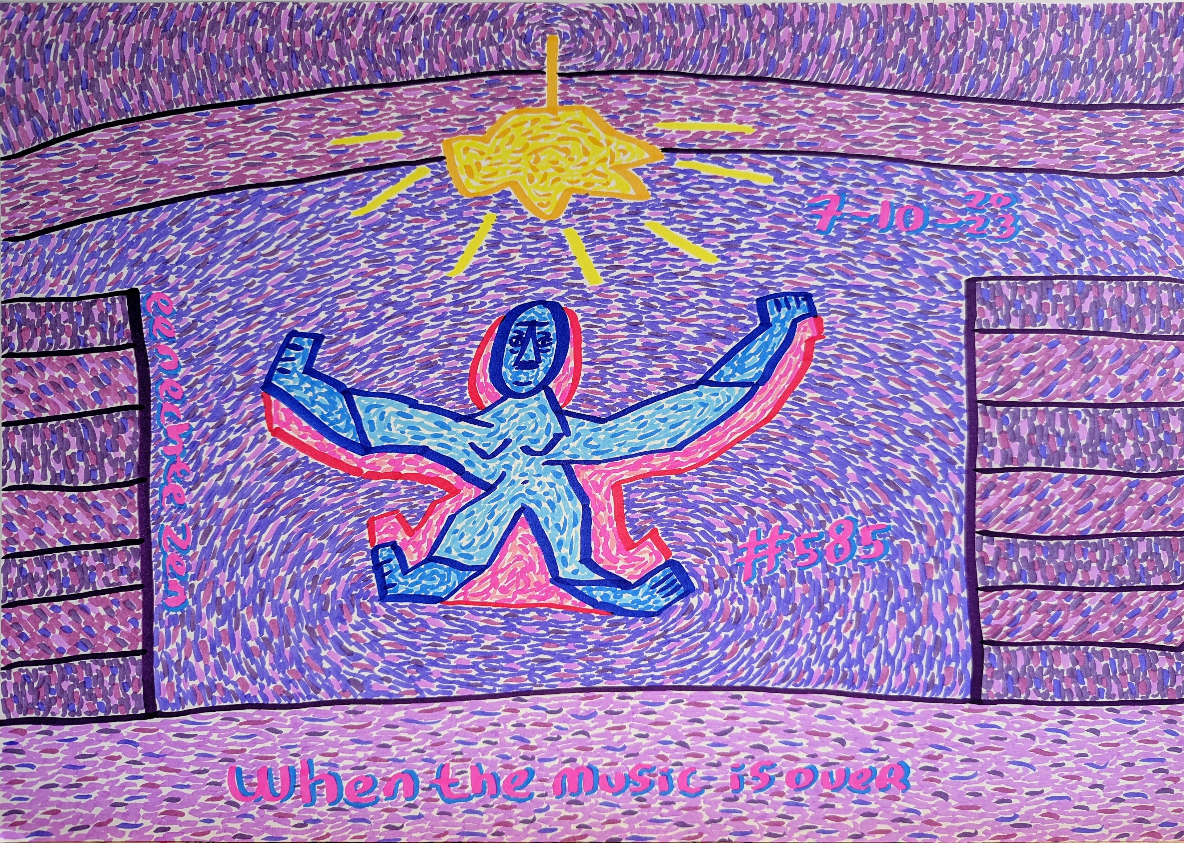 When The Music Is Over By Dutch Den Bosch Artist Zen Dageraad, Art piece (drawing) about: music