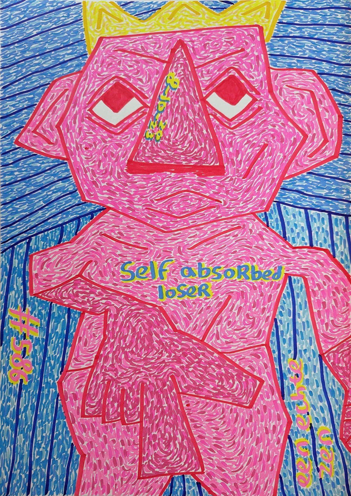 Abstract artwork matted and framed, enhancing its presentation within a modern living space.