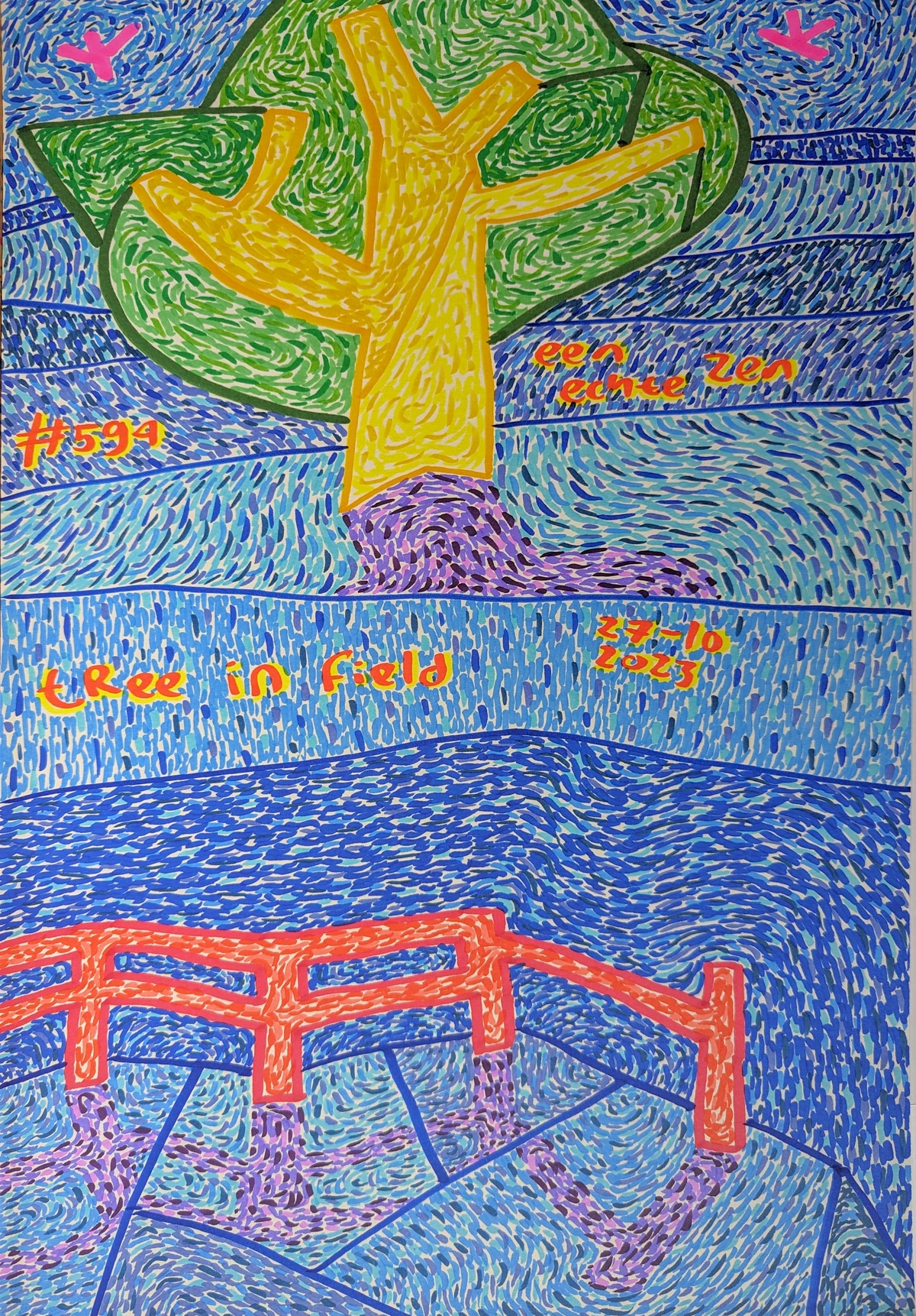 Tree, Field, Nature, Solitude, Inspiration, Observation, Perspective, Landscape, Painting, Art, Creativity, Bench, Walk, Reality, Ideas, Surroundings, Meaning, Emotion, Color, Blue, Green, Yellow, Red, Pink, Purple, Abstract, Impressionistic, Textured