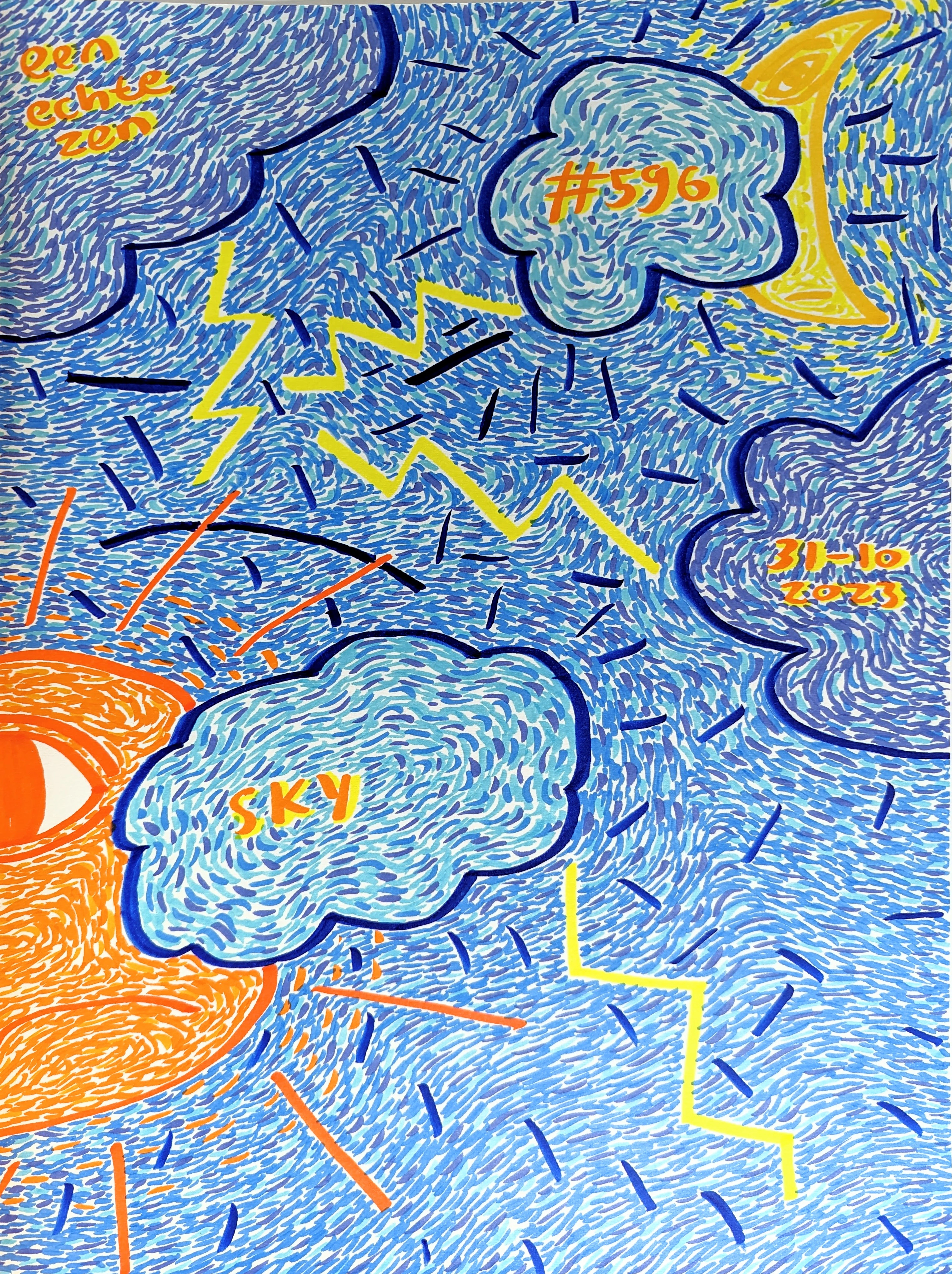 Sky By Dutch Den Bosch Artist Zen Dageraad, Art piece (drawing) about: anxiety family