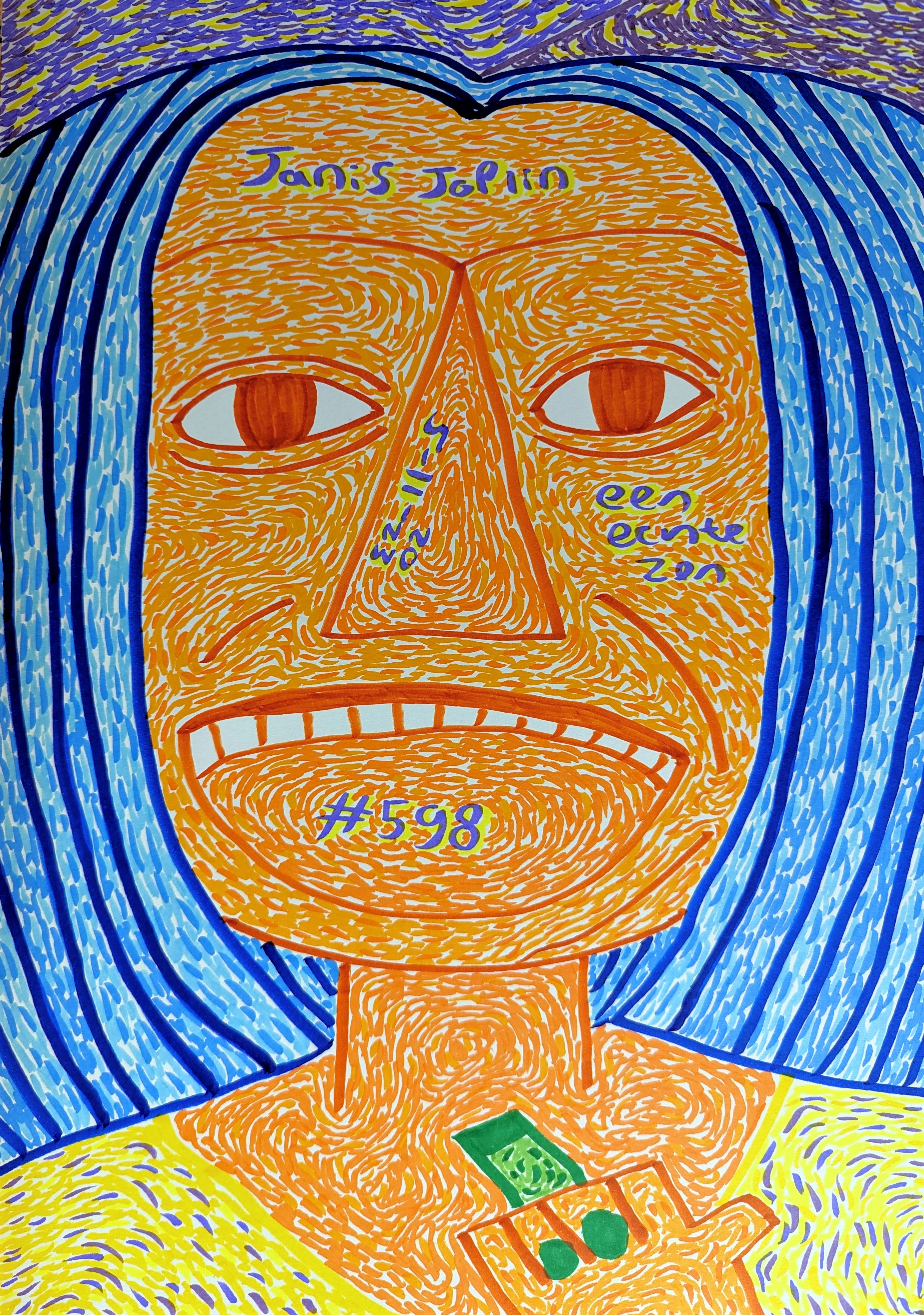 Janis Joplin By Dutch Den Bosch Artist Zen Dageraad, Art piece (drawing) about: music