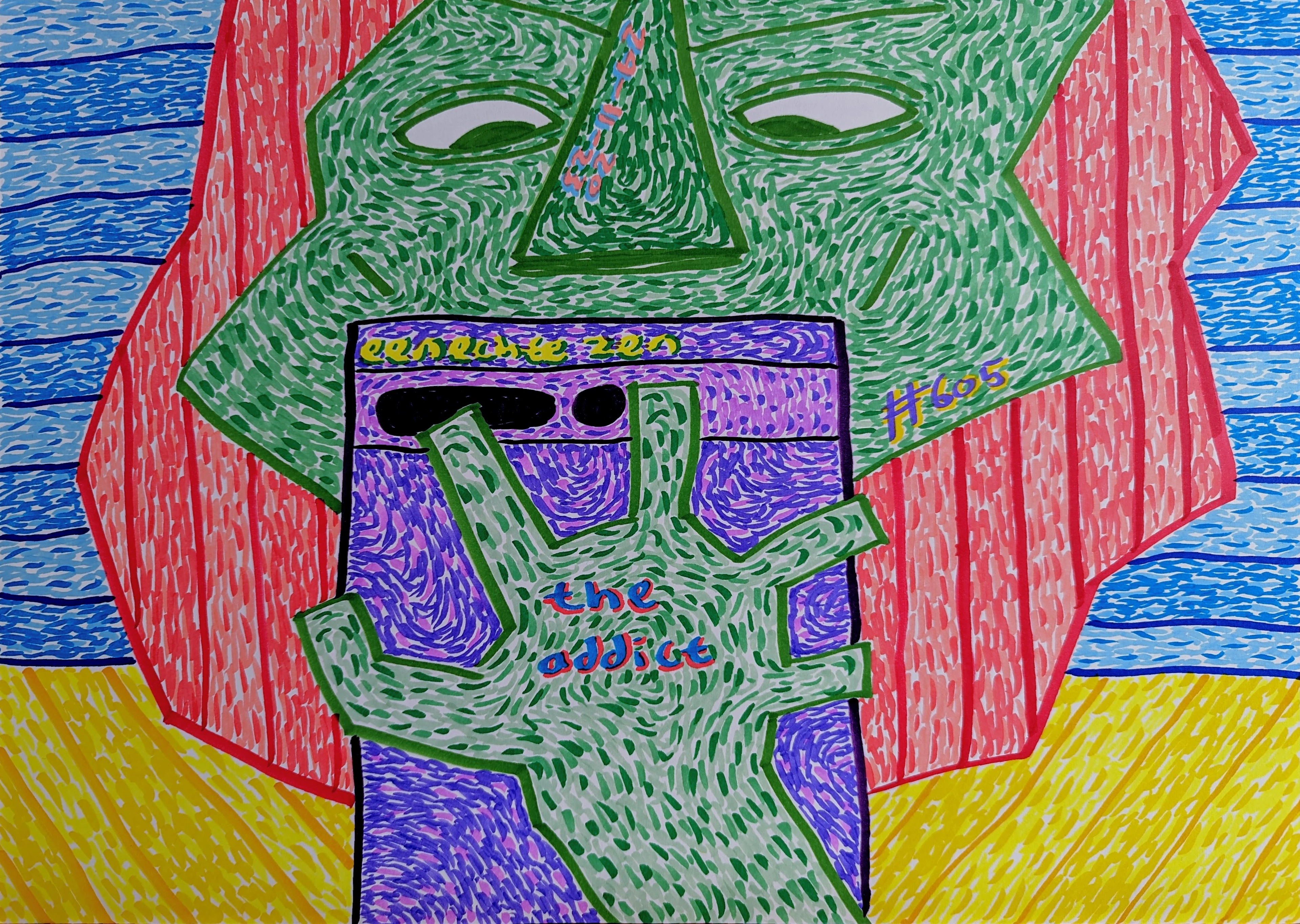 The Addict By Dutch Den Bosch Artist Zen Dageraad, Art piece (drawing) about: drugs