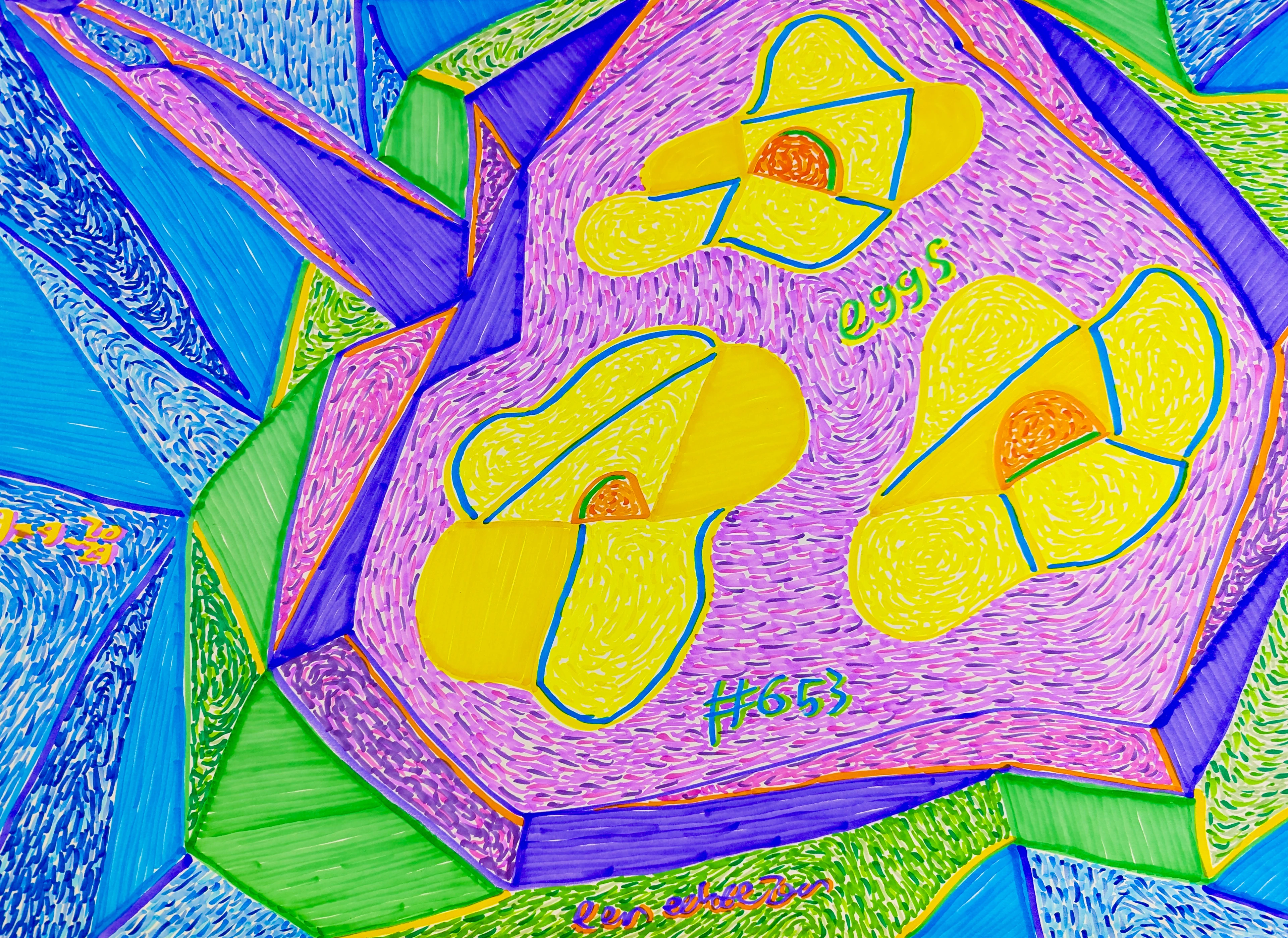 Eggs By Dutch Den Bosch Artist Zen Dageraad, Art piece (drawing) about: nature