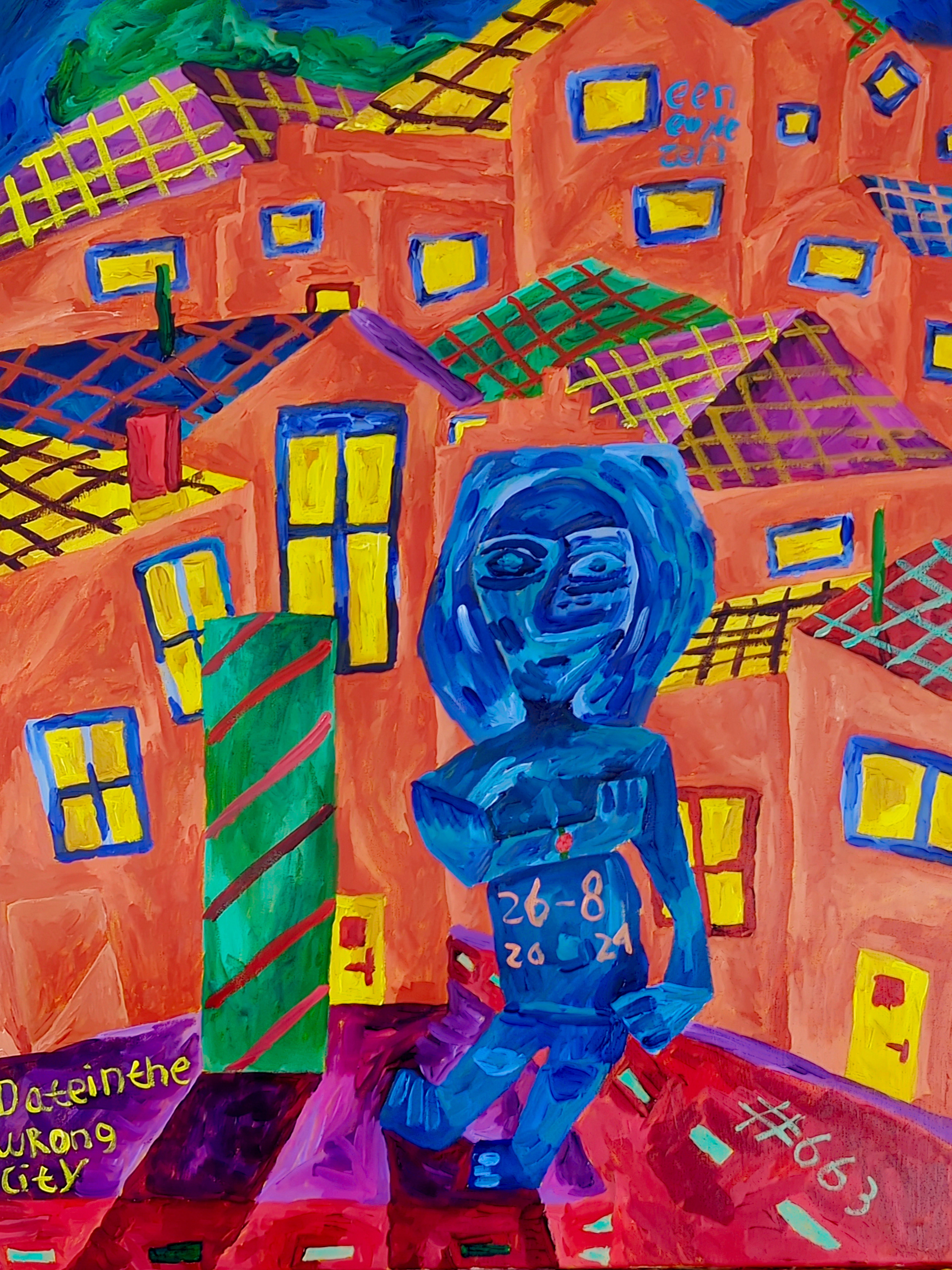 Date in the wrong city By Dutch Den Bosch Artist Zen Dageraad, Art piece (painting) about: den-bosch anxiety walks self-portrait
