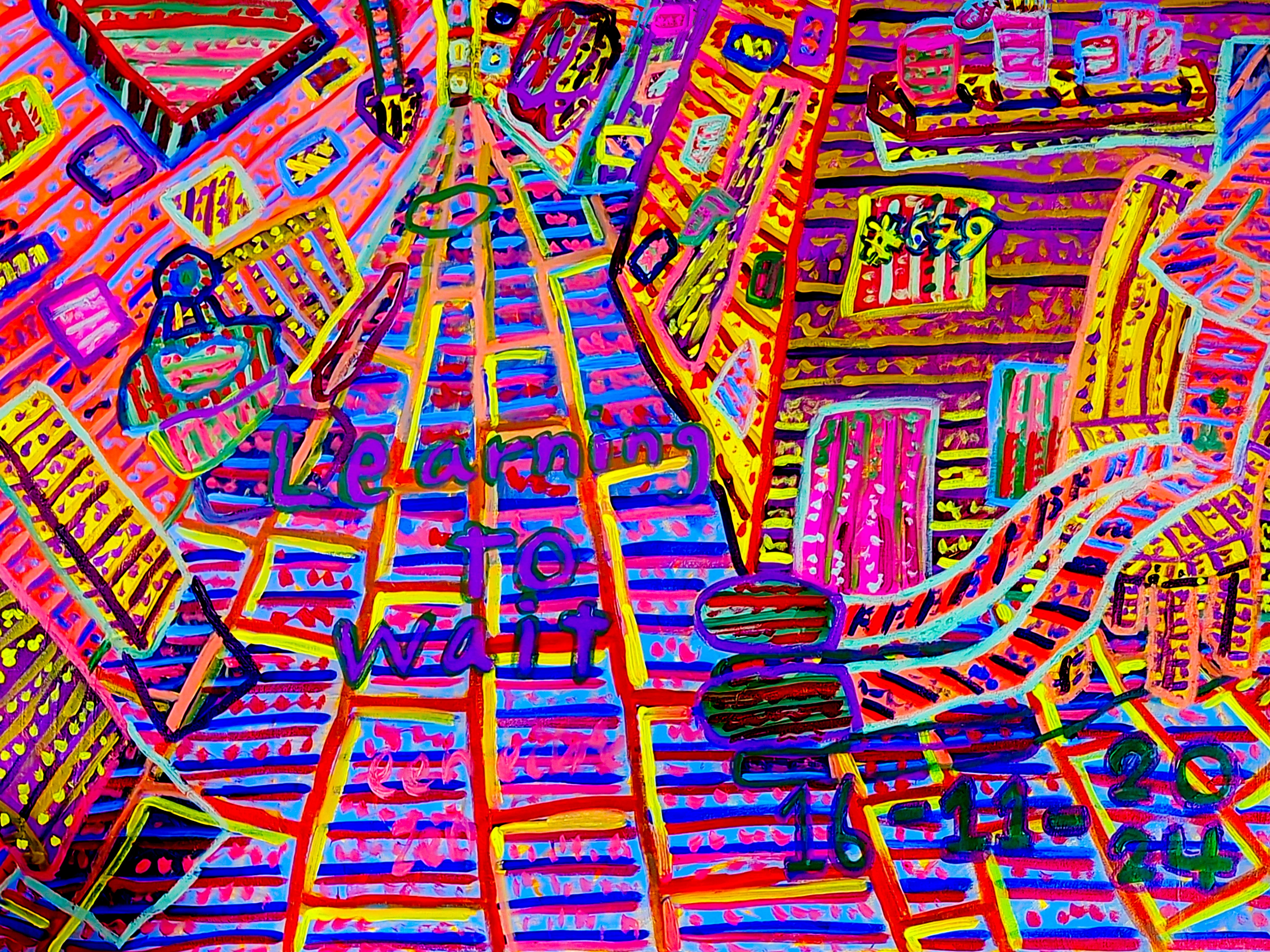 Learning to wait By Dutch Den Bosch Artist Zen Dageraad, Art piece (painting) about: wasting-time self-portrait anxiety love story