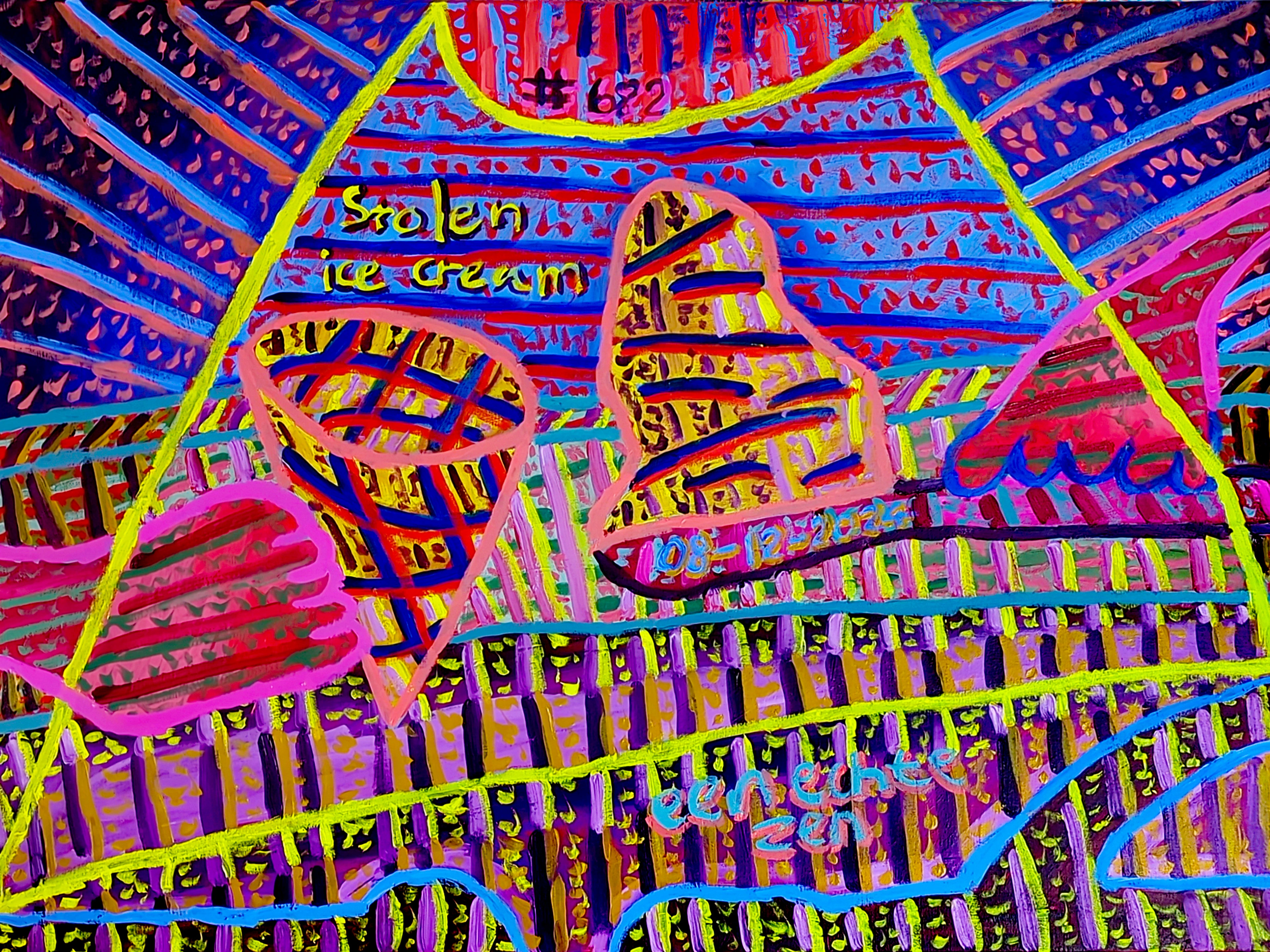 Stolen Ice Cream By Dutch Den Bosch Artist Zen Dageraad, Art piece (painting) about: family wasting-time self-portrait love story