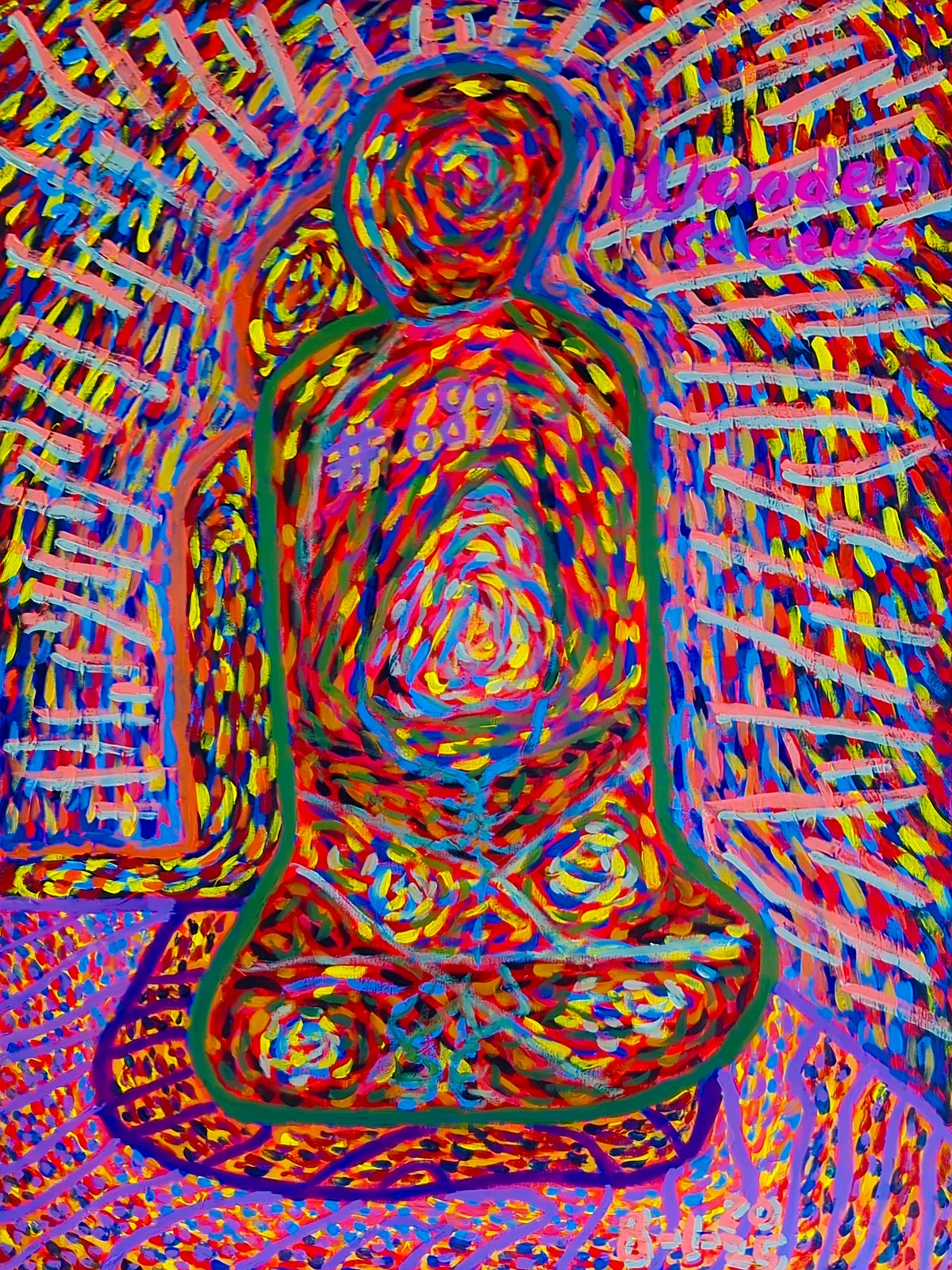 Wooden statue of a meditating figure, exuding a sense of peace and contemplation.