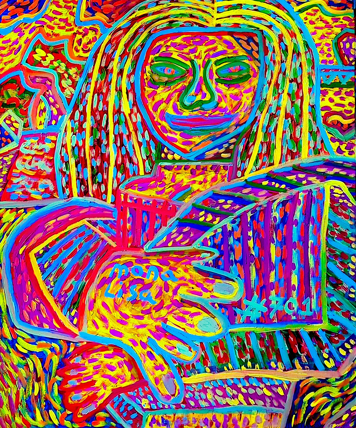 An abstract, expressive artwork inspired by the Mona Lisa, representing her mystery and modern interpretations.