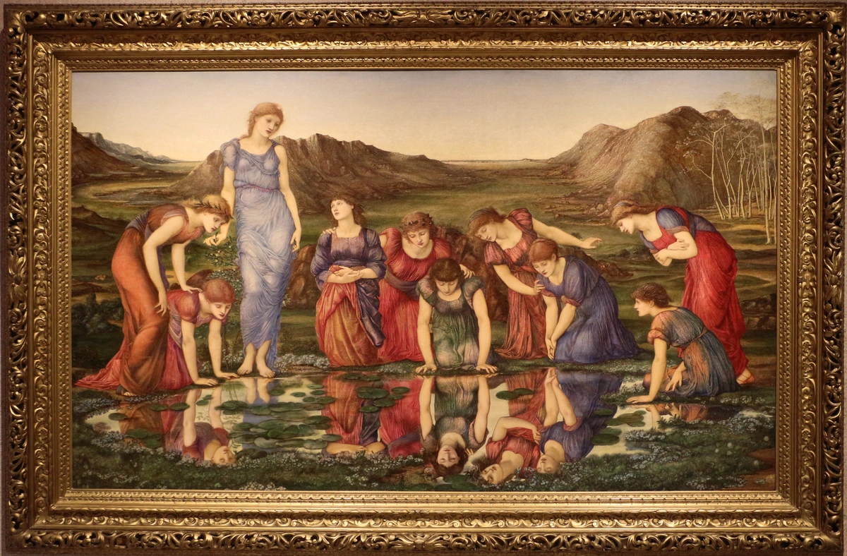 Edward Burne-Jones's 'Venus's Looking-Glass' (Lo specchio di Venere) depicting nymphs by a lake, 1877