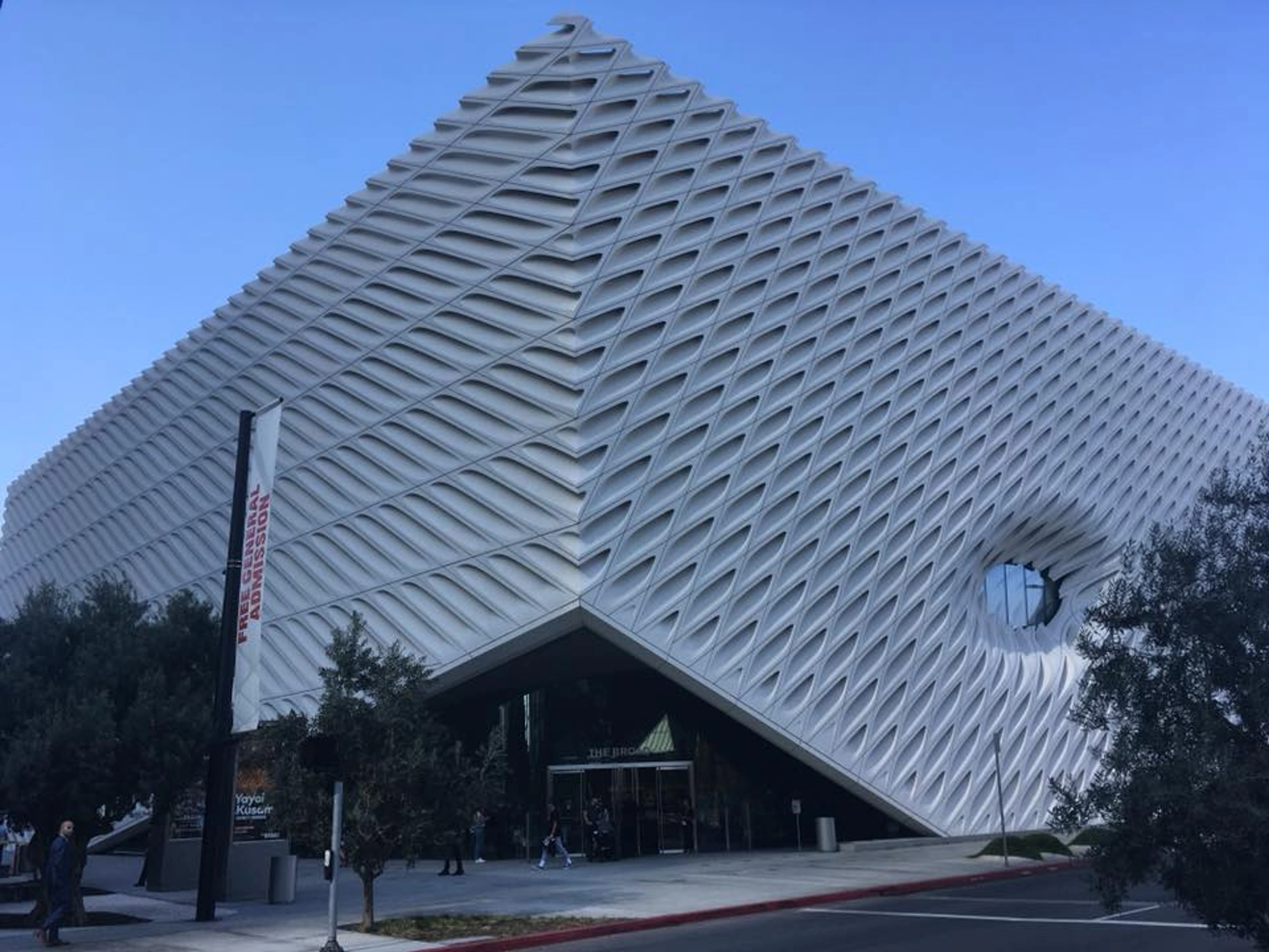 The Broad museum in Los Angeles, a contemporary art museum with a distinctive facade.