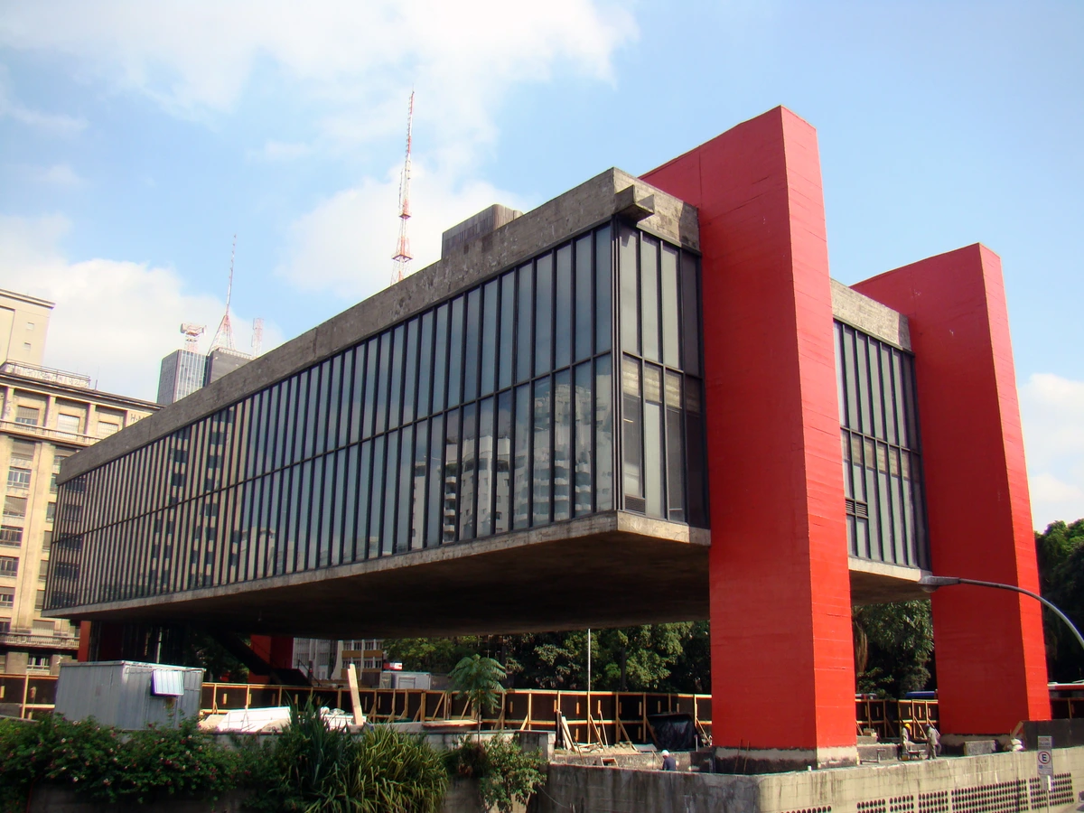 MASP - Museu de Arte de São Paulo, a modernist museum with a distinctive elevated design supported by large red pillars.