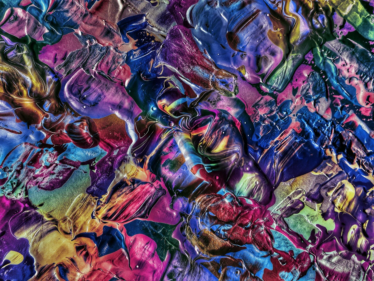 Multicolored abstract painting showcasing fundamental elements of art. Free stock photo for creative projects and artistic inspiration.