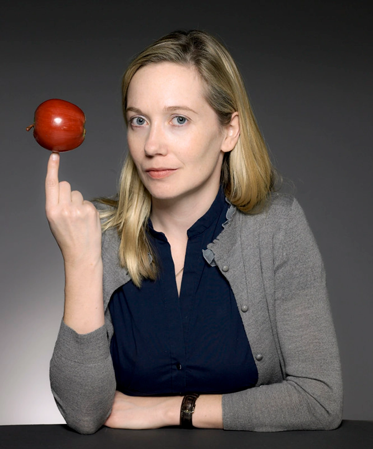 Rachel McGarry, Art Institution Adjunct Assistant demonstrating acquisitions and curation with apple
