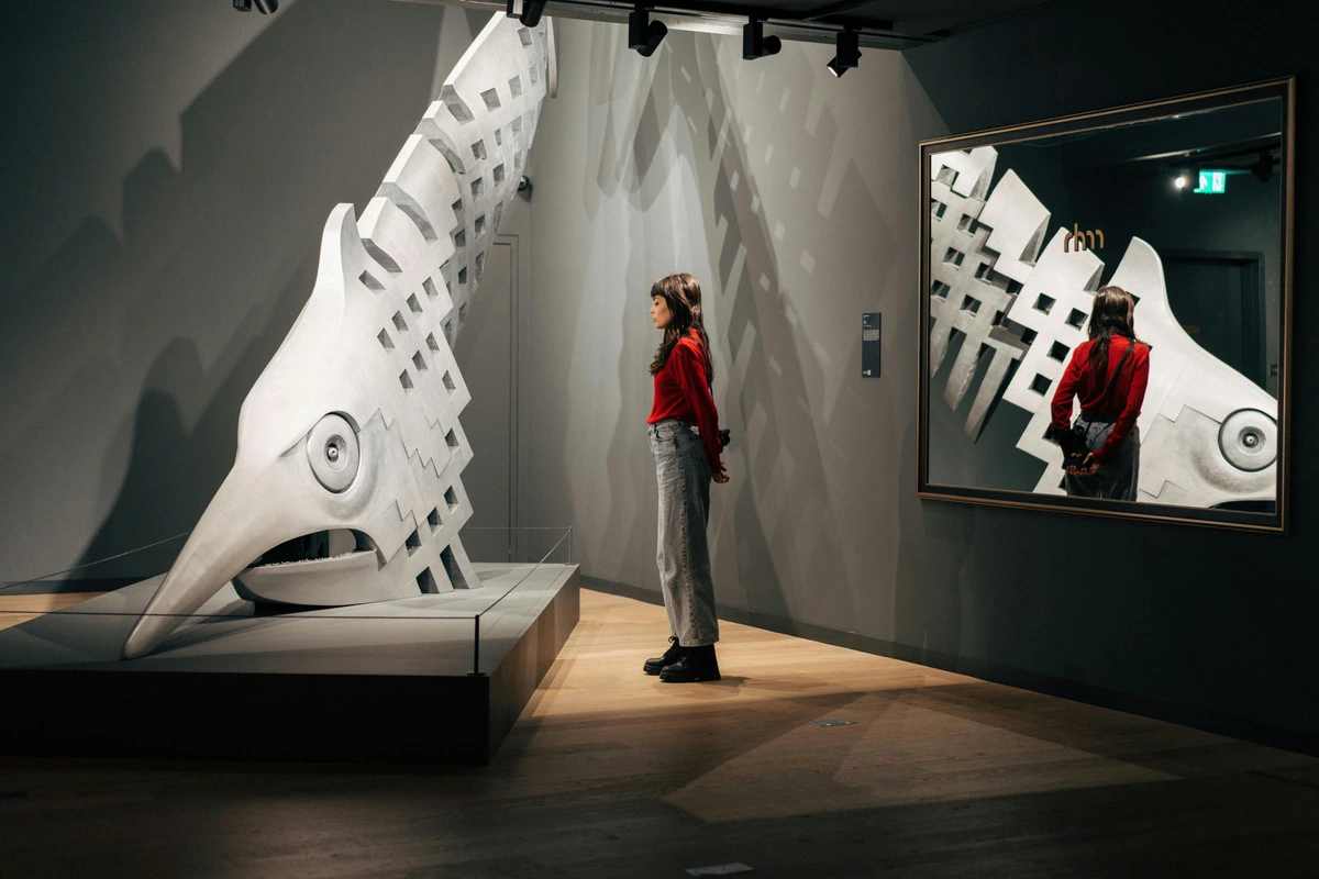 Modern Abstract Sculpture in Art Gallery Exhibit