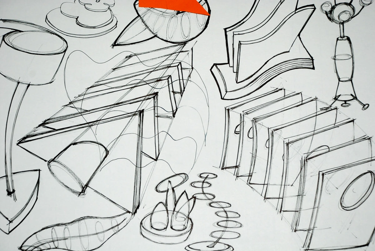 A collection of student sketches showcasing technical mastery in art design.