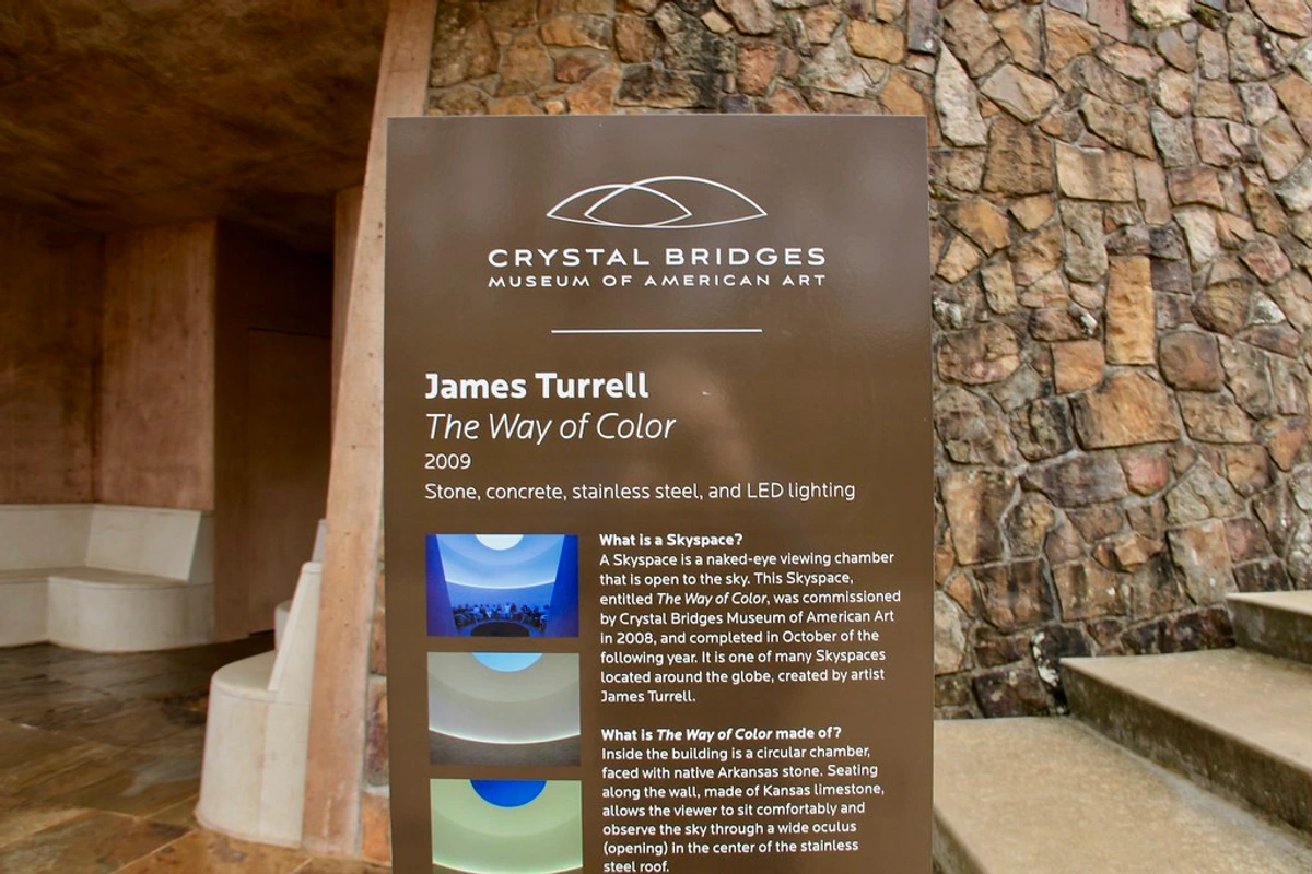 Informational sign for James Turrell's Skyspace at Crystal Bridges Museum, 2009. The Way of Color.