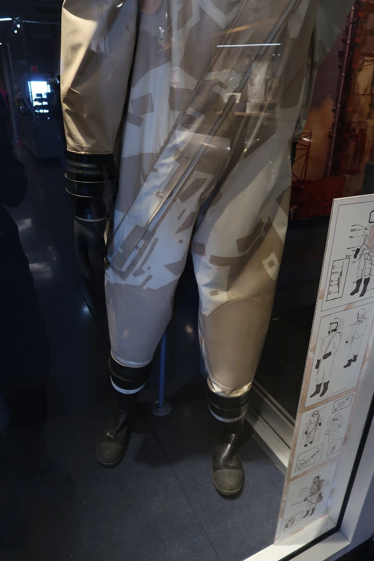 RFHCO Space Suit in Display Case at Titan Missile Museum, Site 571-7 T-2 ICBM Facility - Historic Cold War Artifact Preservation Display at Space Age Technology Museum Exhibit