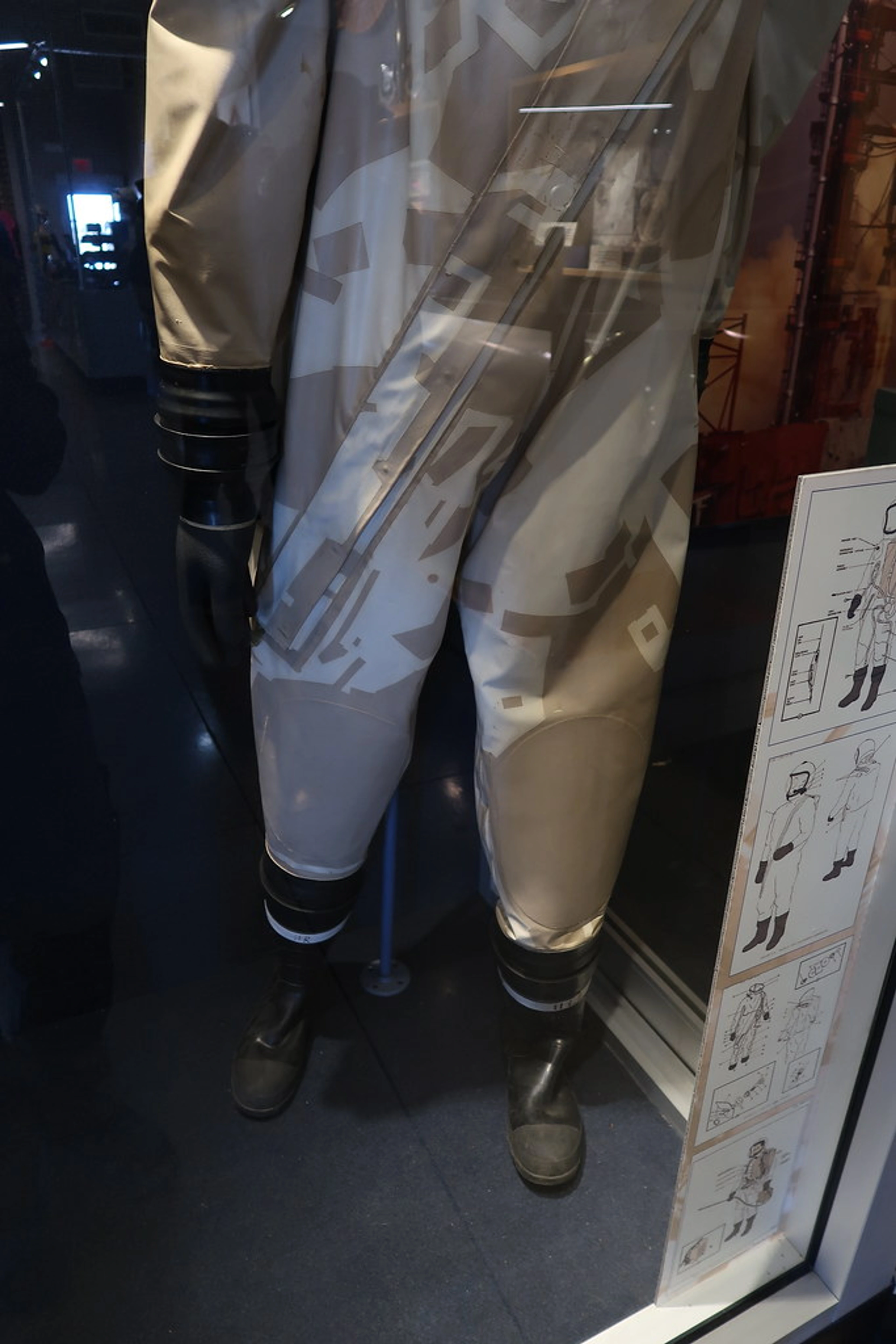 RFHCO Space Suit in Display Case at Titan Missile Museum, Site 571-7 T-2 ICBM Facility - Historic Cold War Artifact Preservation Display at Space Age Technology Museum Exhibit