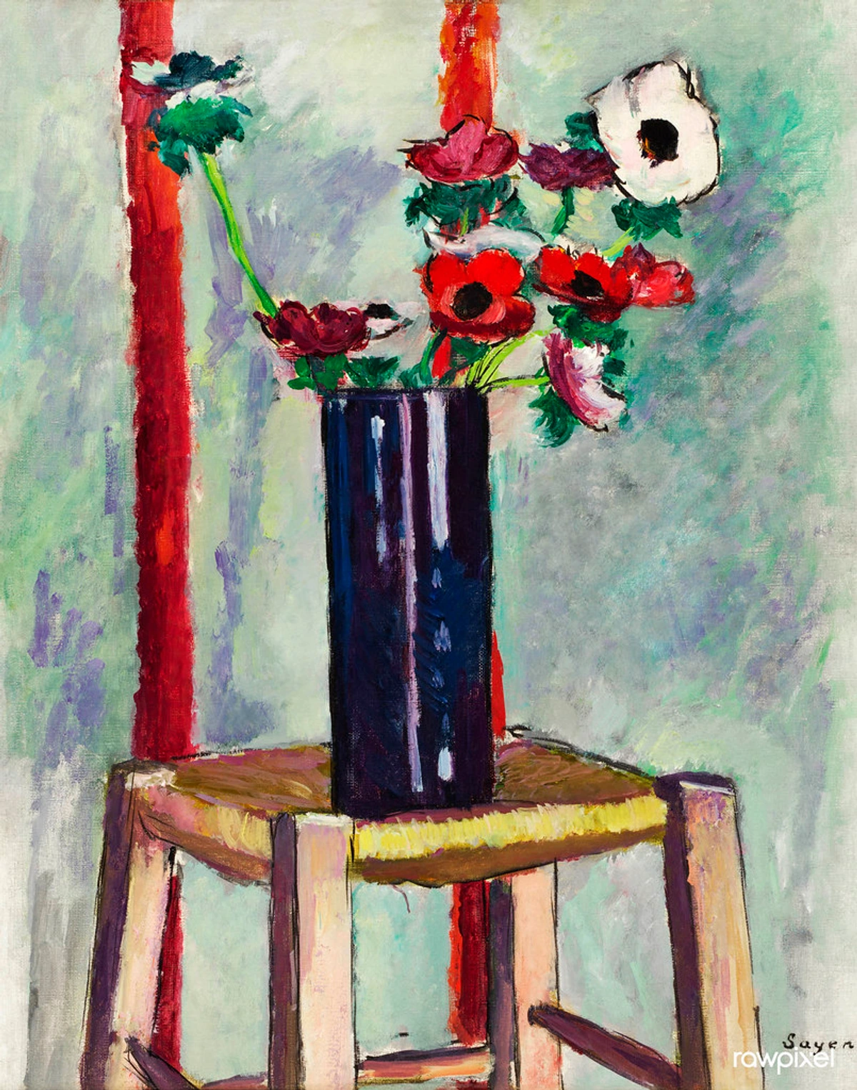 Henry Lyman Sayen's 'Anemones' painting from 1910-1912 in high resolution digital format