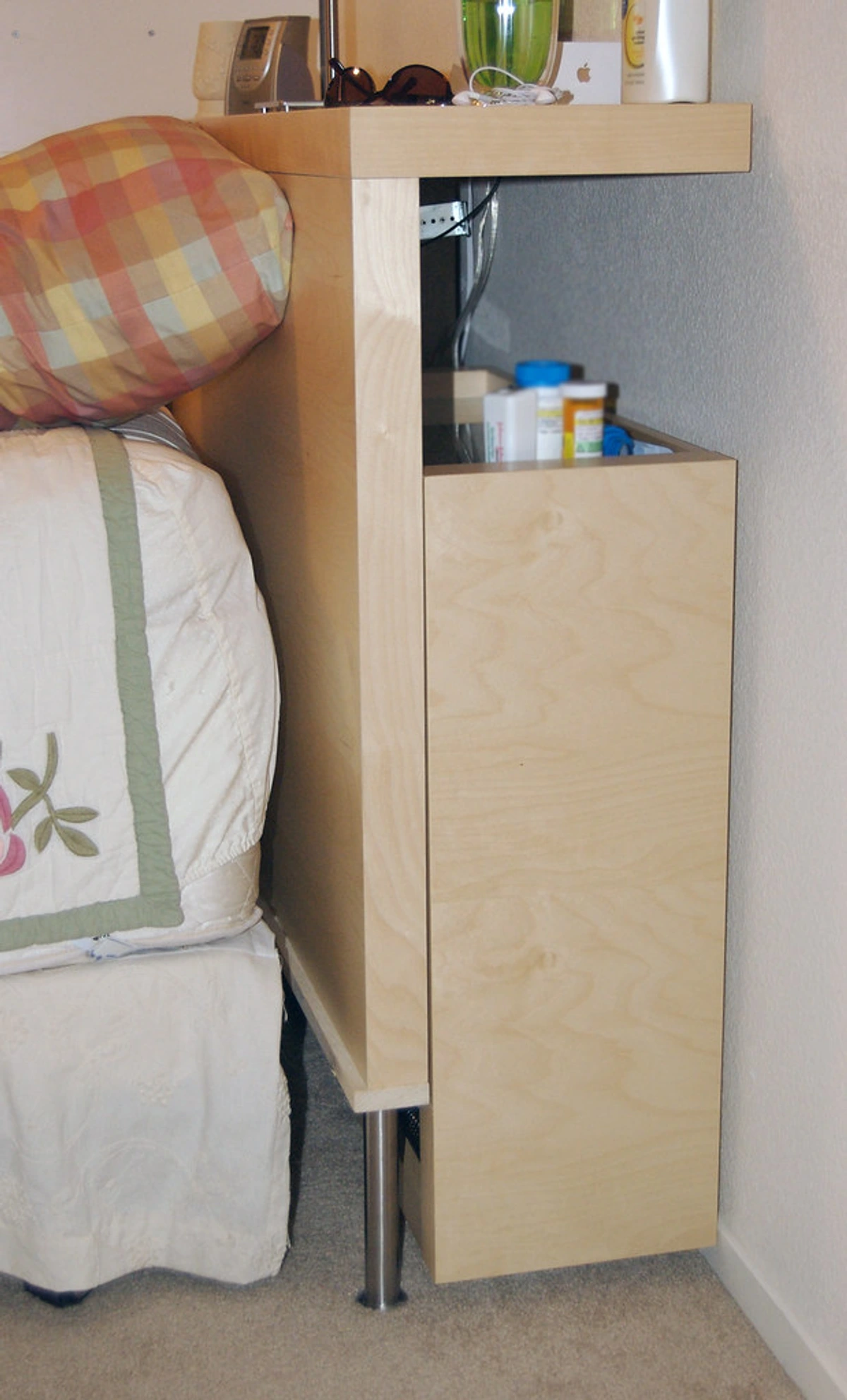 IKEA Malm headboard hack with integrated bedside storage cabinet