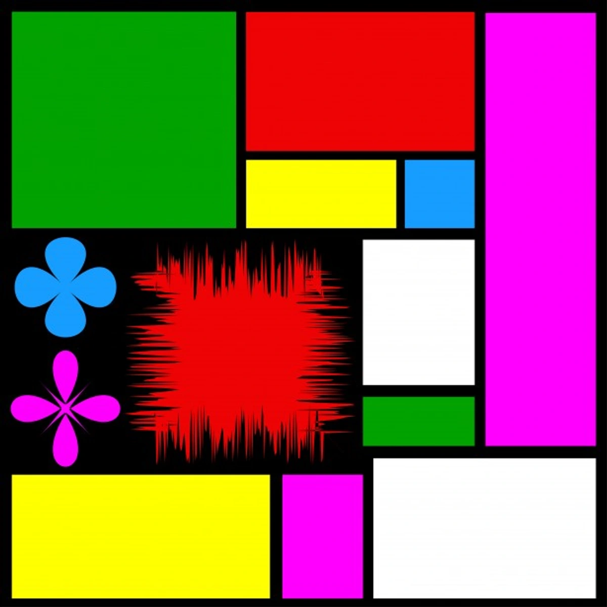 Abstract colour composition showcasing universal symbols in art education for creative design principles