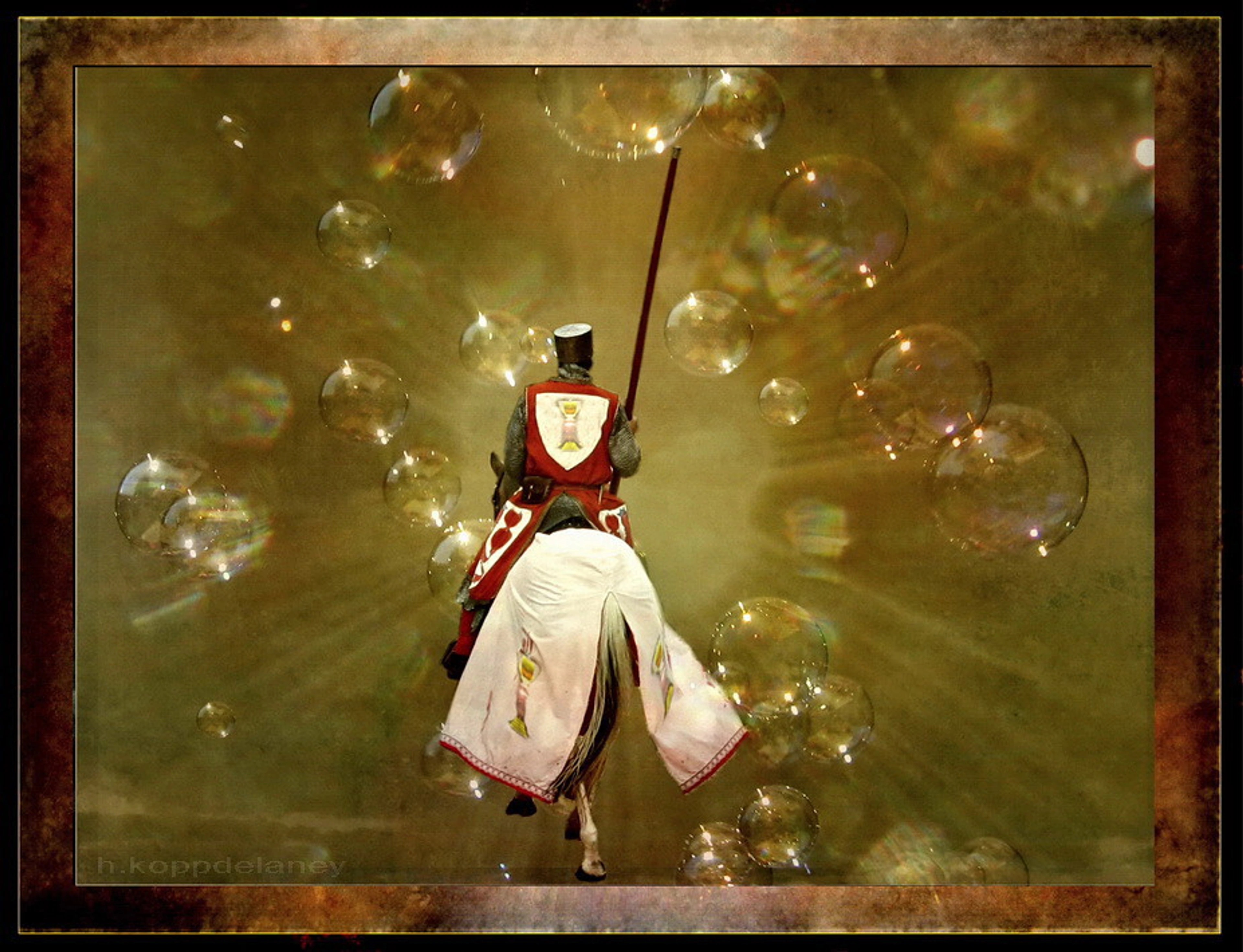 Knight of the Holy Grail representing the psychologist archetype in art therapy with symbolic bubbles