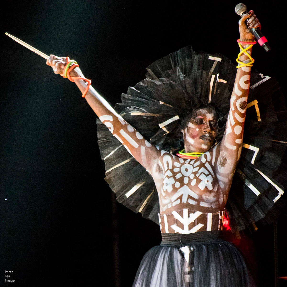 Grace Jones Art Collector in Elder Park: Grace Beverly Jones surrounded by art motifs and creative energy at an outdoor event.