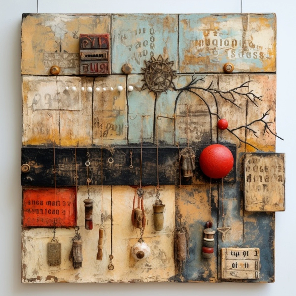Free stock photo of public domain found object assemblage art depicting historical modern art movements.