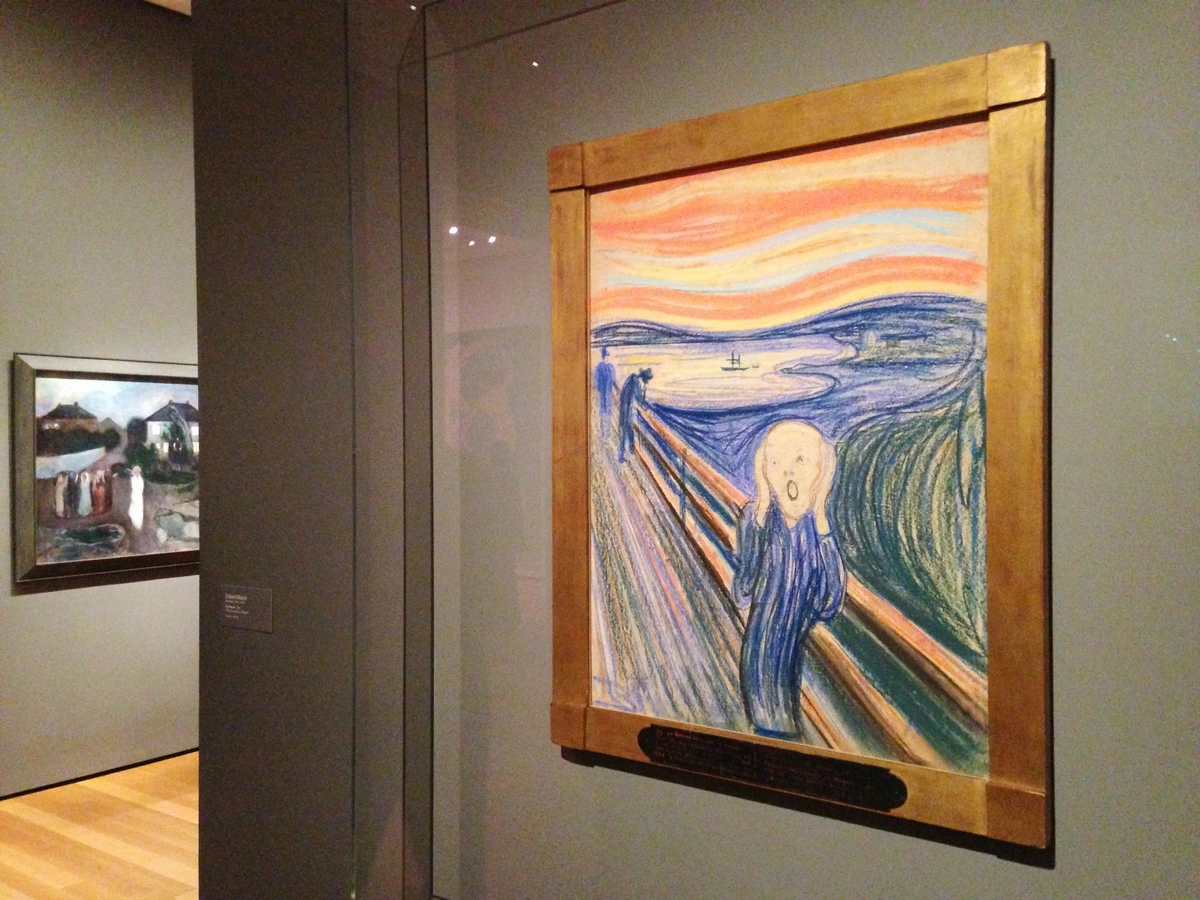 Edvard Munch's The Scream painting in a museum setting