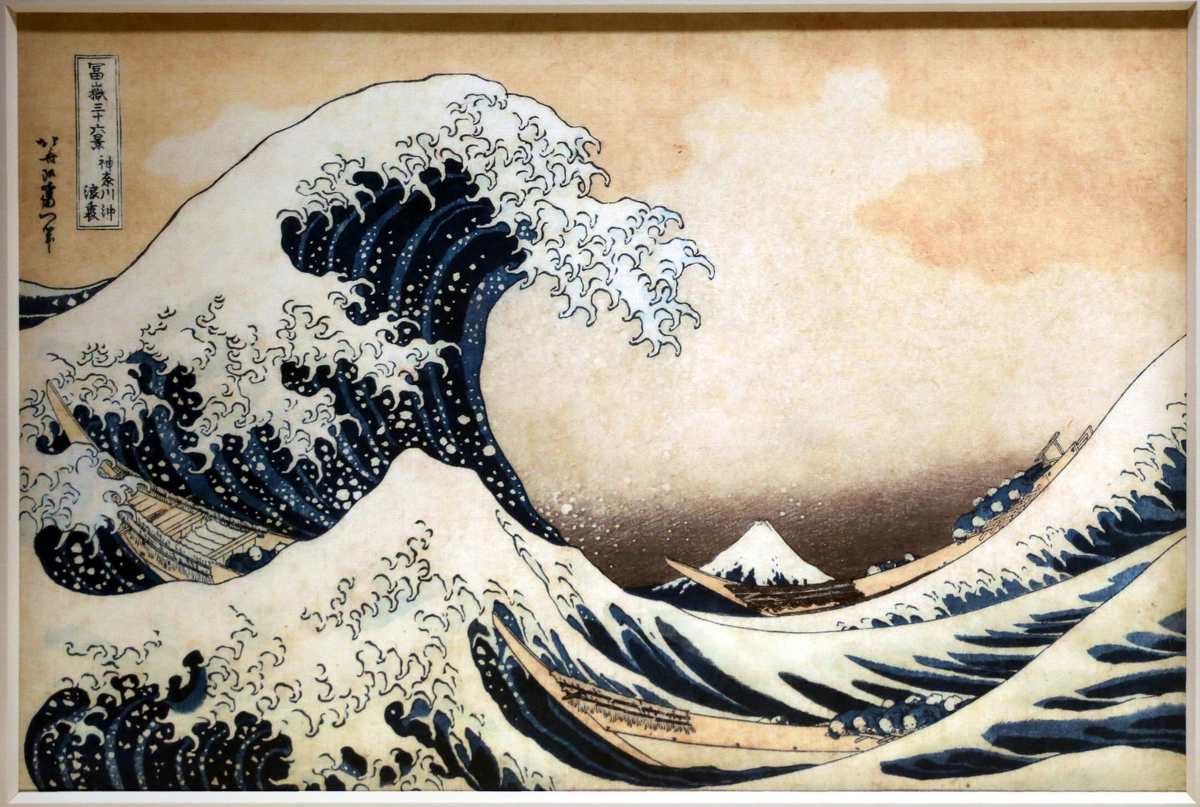 The Great Wave off Kanagawa by Katsushika Hokusai, showing a large wave and Mount Fuji