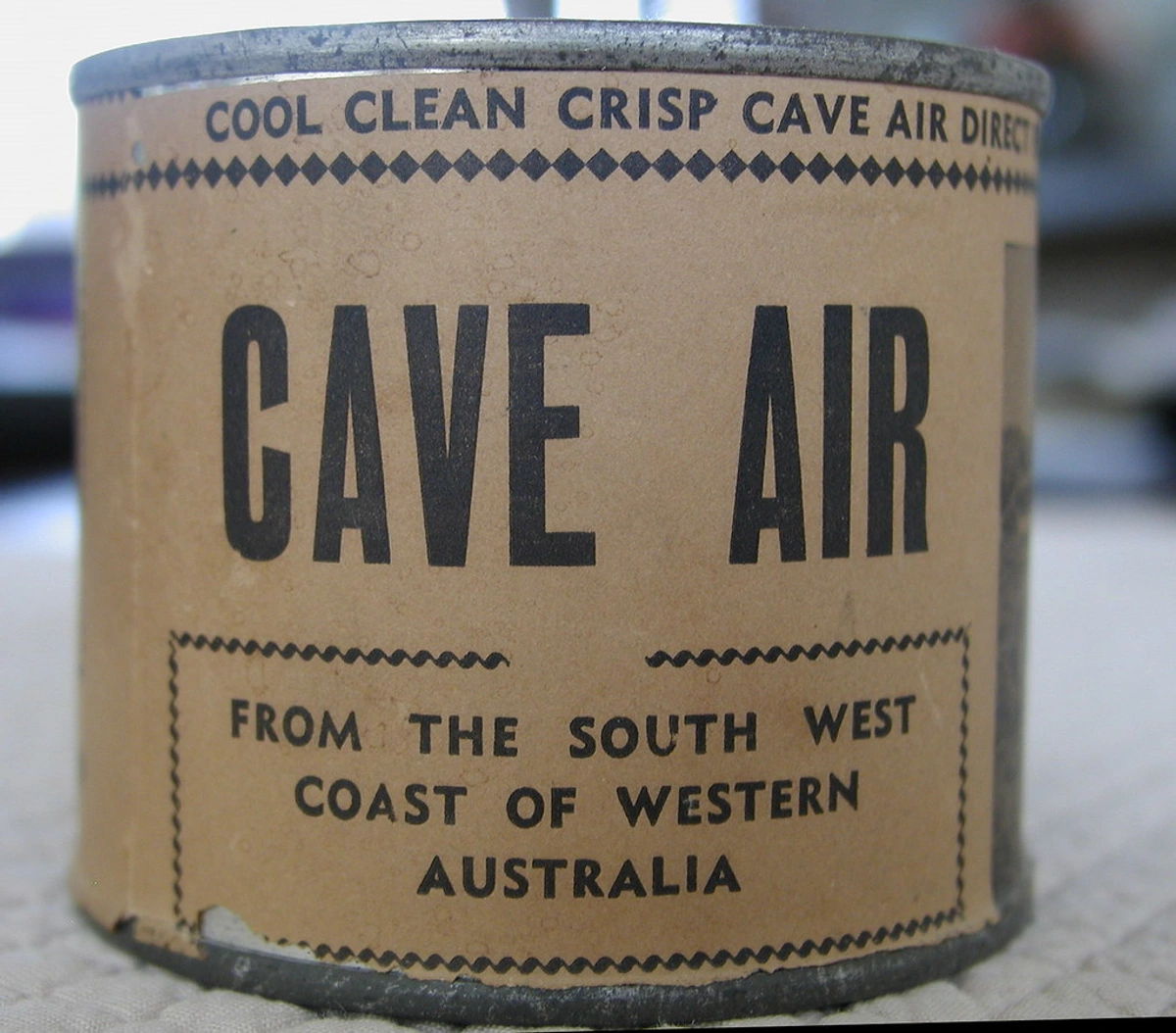 Vintage tin of Cave Air from the South West Coast of Western Australia.
