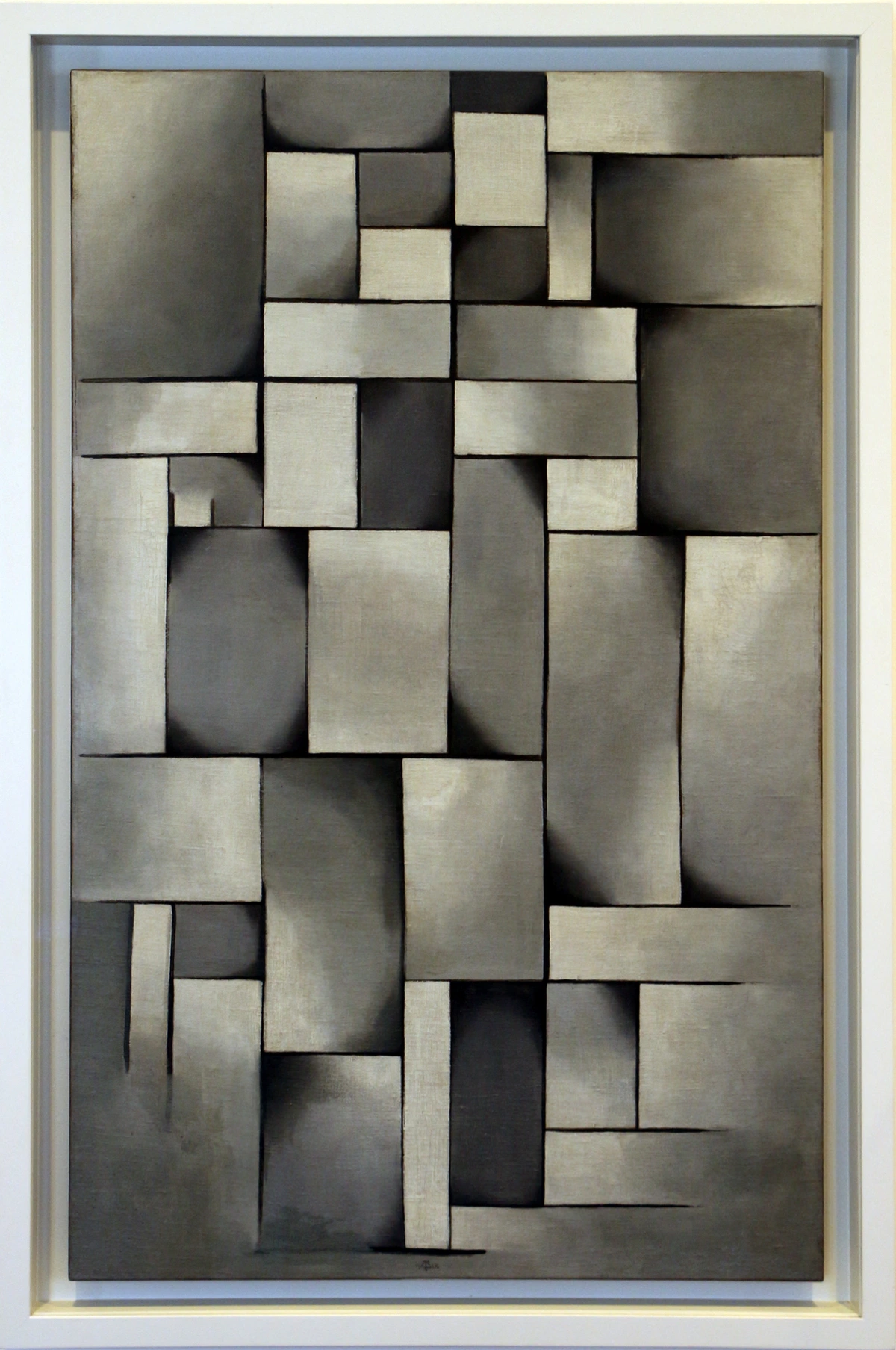 Theo van Doesburg's abstract painting 'Composition in Grey (Rag-time)' from 1919, featuring geometric shapes in grey tones.