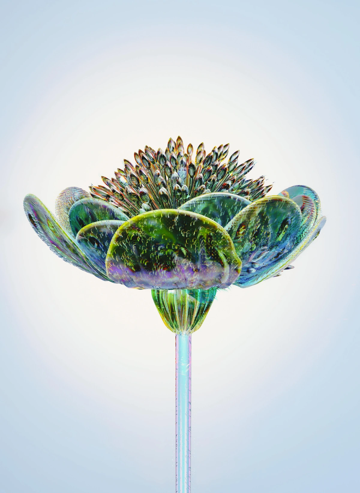 An artist's illustration of a futuristic flower, symbolizing artificial intelligence and technology.