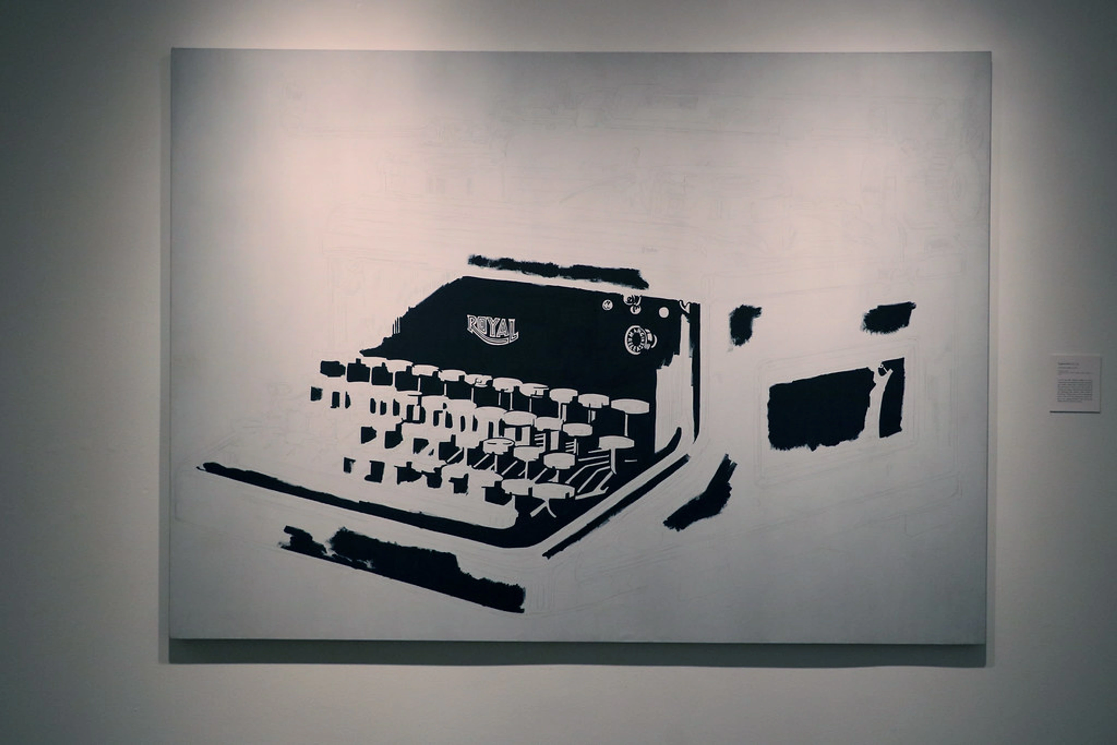 Black and white typewriter artwork by Andy Warhol, 1961, showcasing mechanical reproduction art style