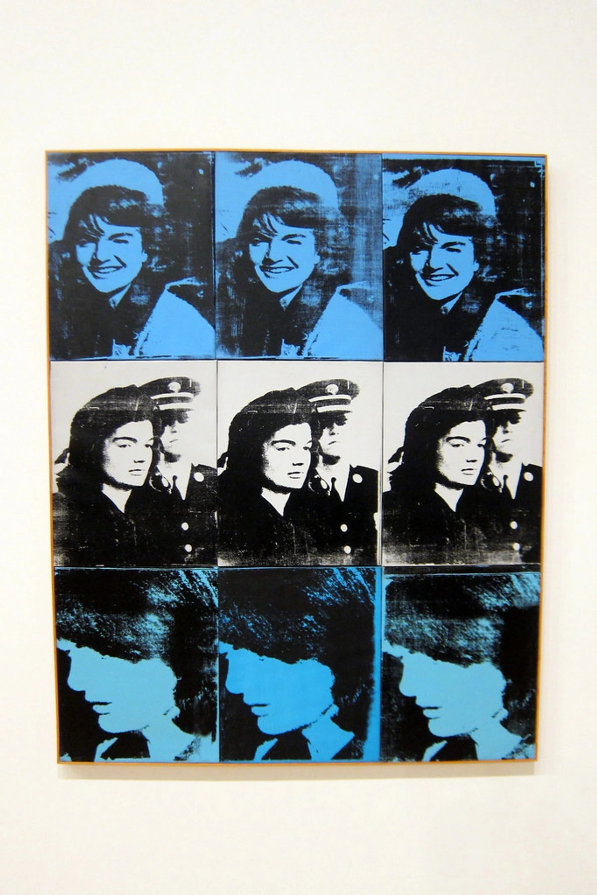 Nine Jackies: Mechanical Reproduction Art Series by Andy Warhol, 1964, NYC cultural commentary mashup with religious and military themes