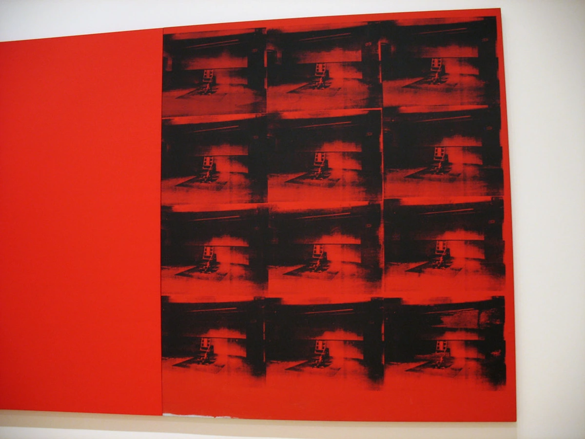 Warhol screen print Red Disaster exploring mechanical reproduction in art 1963