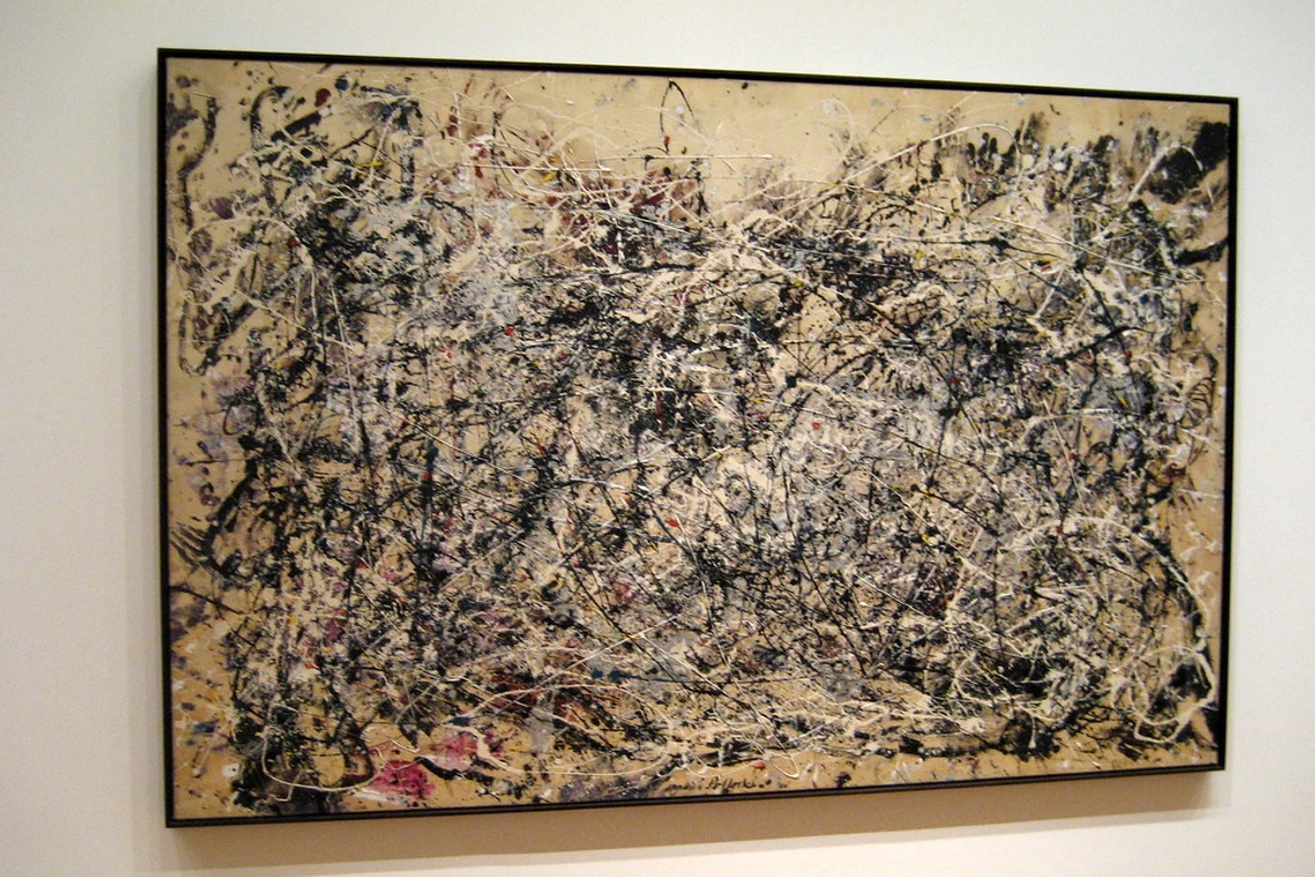 Jackson Pollock's Number 1A, 1948, an iconic Abstract Expressionist drip painting at MoMA, New York City.