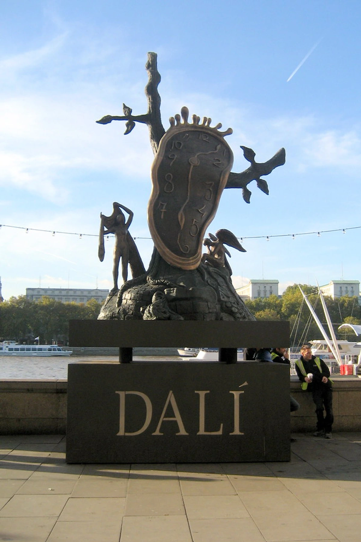 Dali's 'Persistence of Memory' sculpture featuring a melting clock on London's South Bank