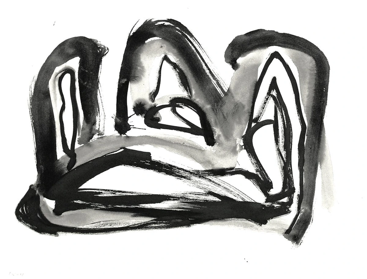 Abstract landscape in line art on paper, illustrating the texture and response of different drawing surfaces for charcoal.